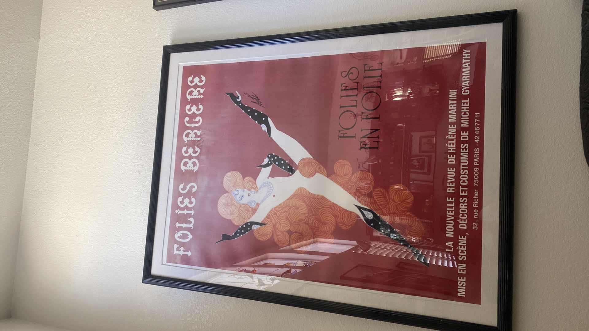 Photo 1 of FRAMED 1992 FOLIES BERGERE POSTER ON CLOTH ARTWORK 48“ x 64“