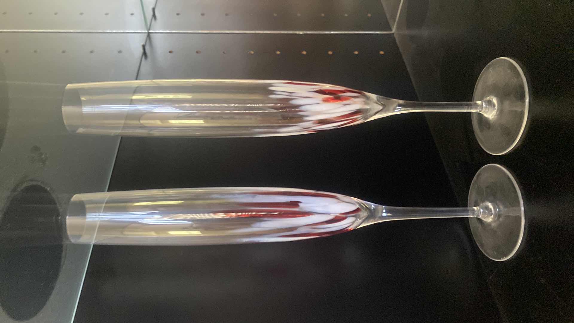 Photo 1 of ART GLASS CHAMPAGNE FLUTES AND BEER GLASSES