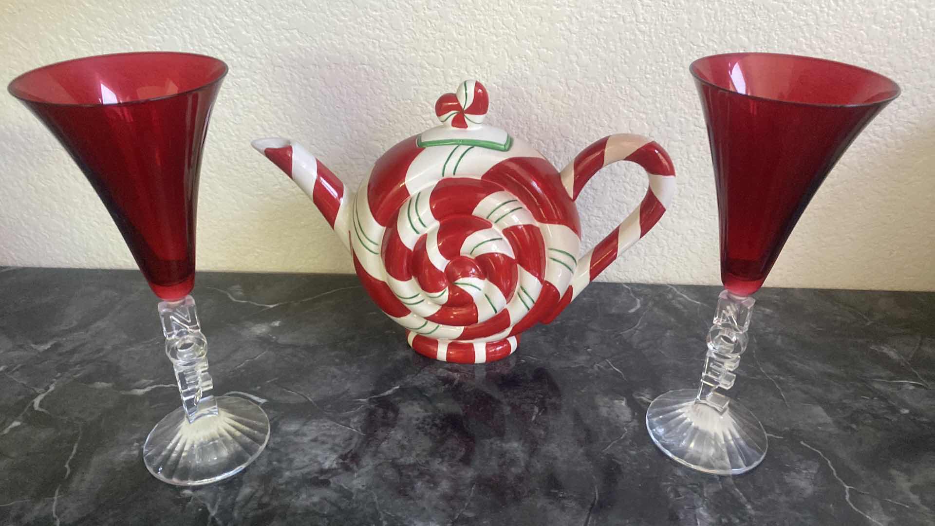 Photo 1 of HOLIDAY BARWARE WITH DEPT 56 CANDY CANE TEA POT