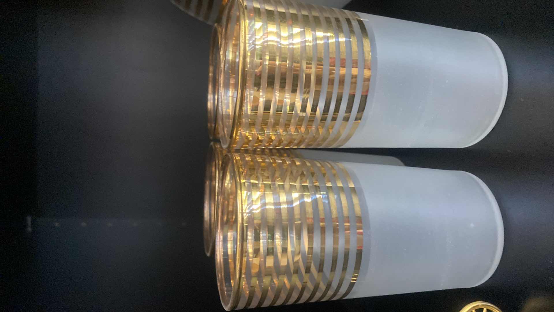 Photo 1 of GOLD RIMMED PITCHER AND GLASSES