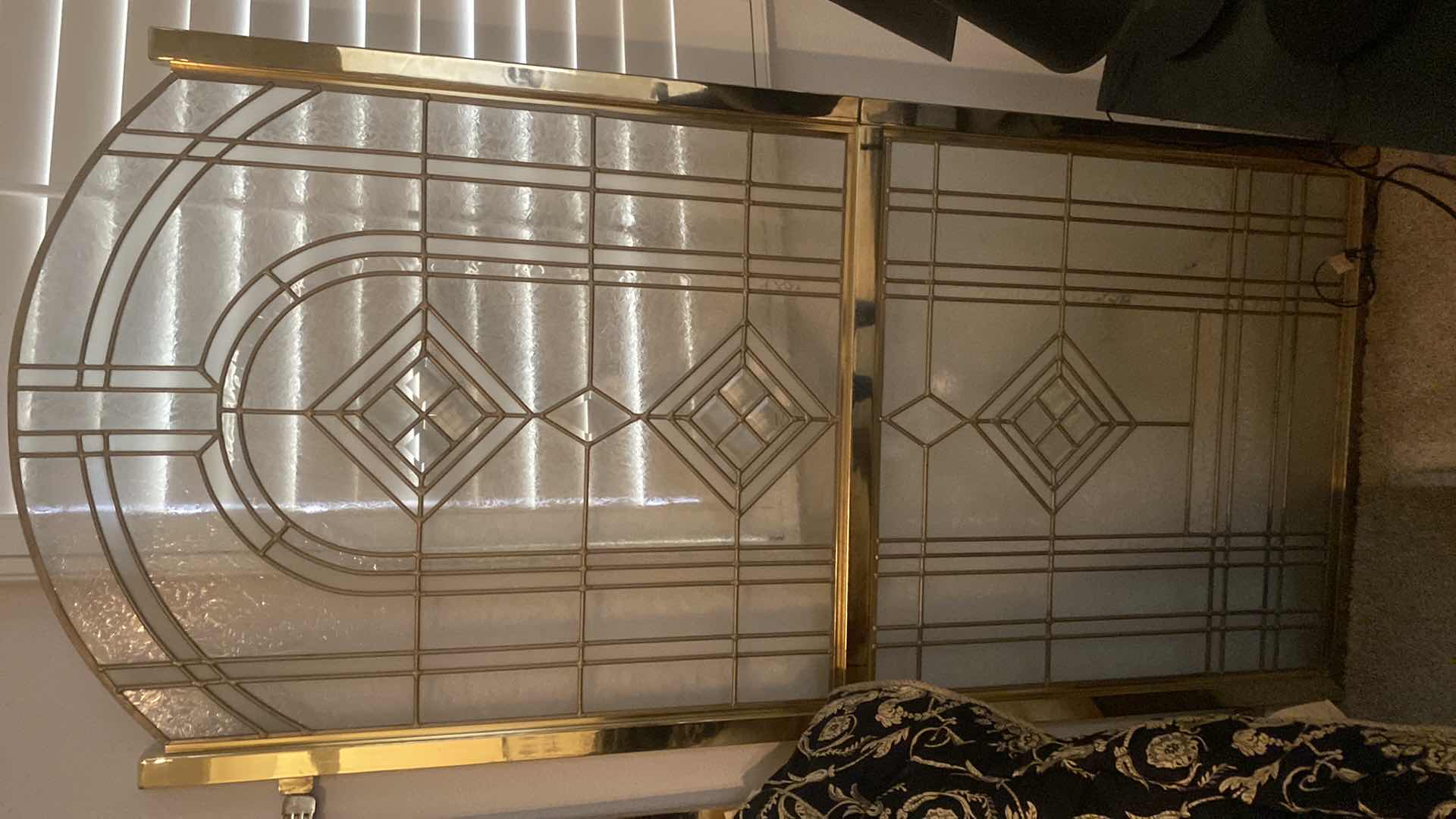 Photo 1 of ART DECOR 4 PANEL METAL AND ETCHED GLASS SCREEN 135” X 78”