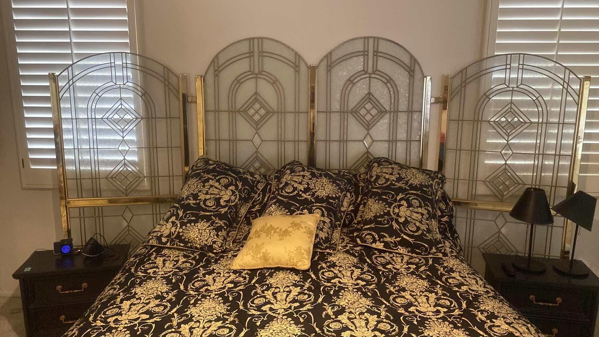 Photo 1 of ART DECOR 4 PANEL METAL AND ETCHED GLASS SCREEN 135” X 78”