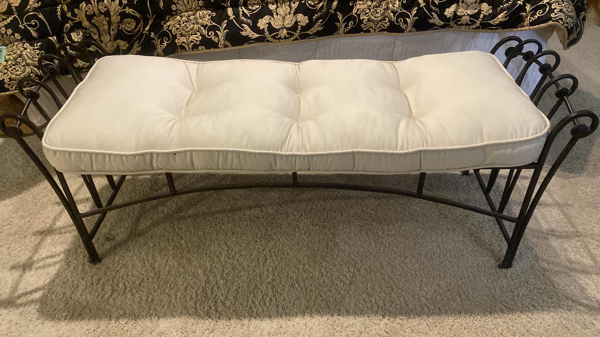 Photo 1 of IRON BENCH WITH CUSHIONS 55” x 18” x 23”