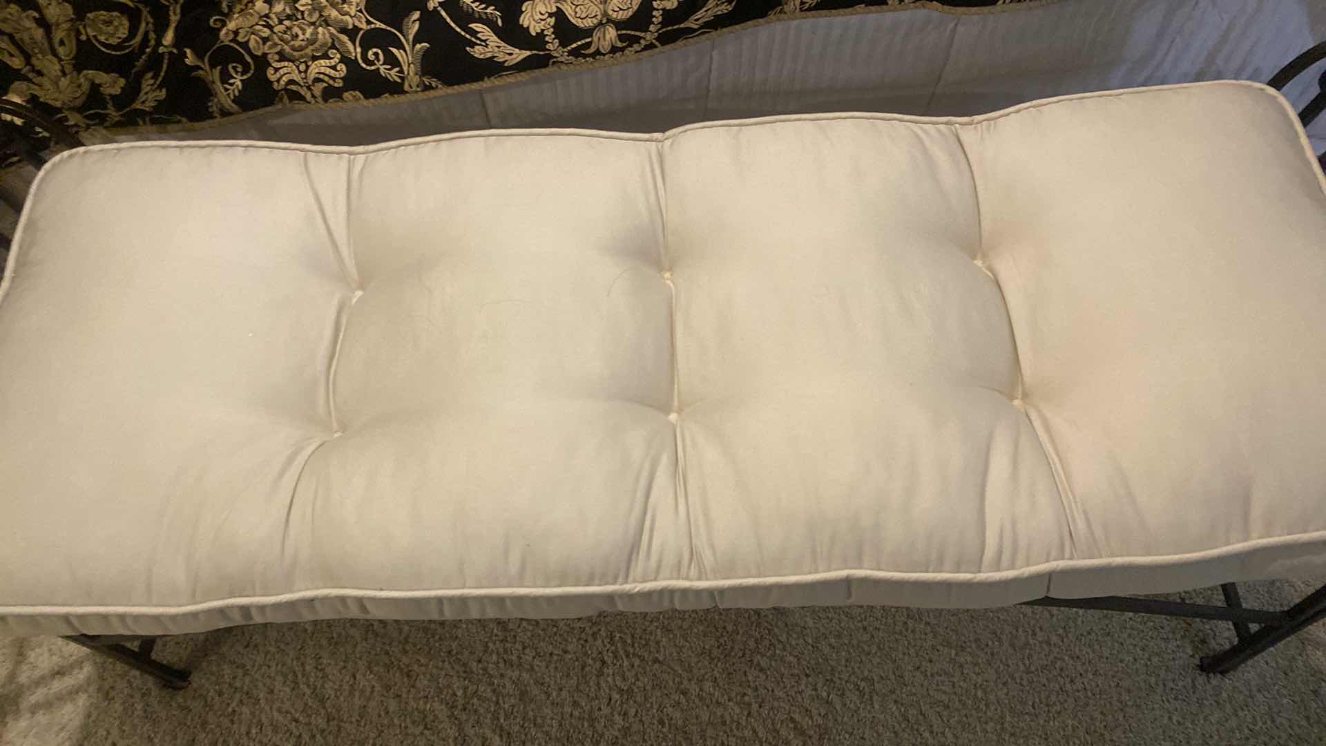 Photo 1 of IRON BENCH WITH CUSHIONS 55” x 18” x 23”