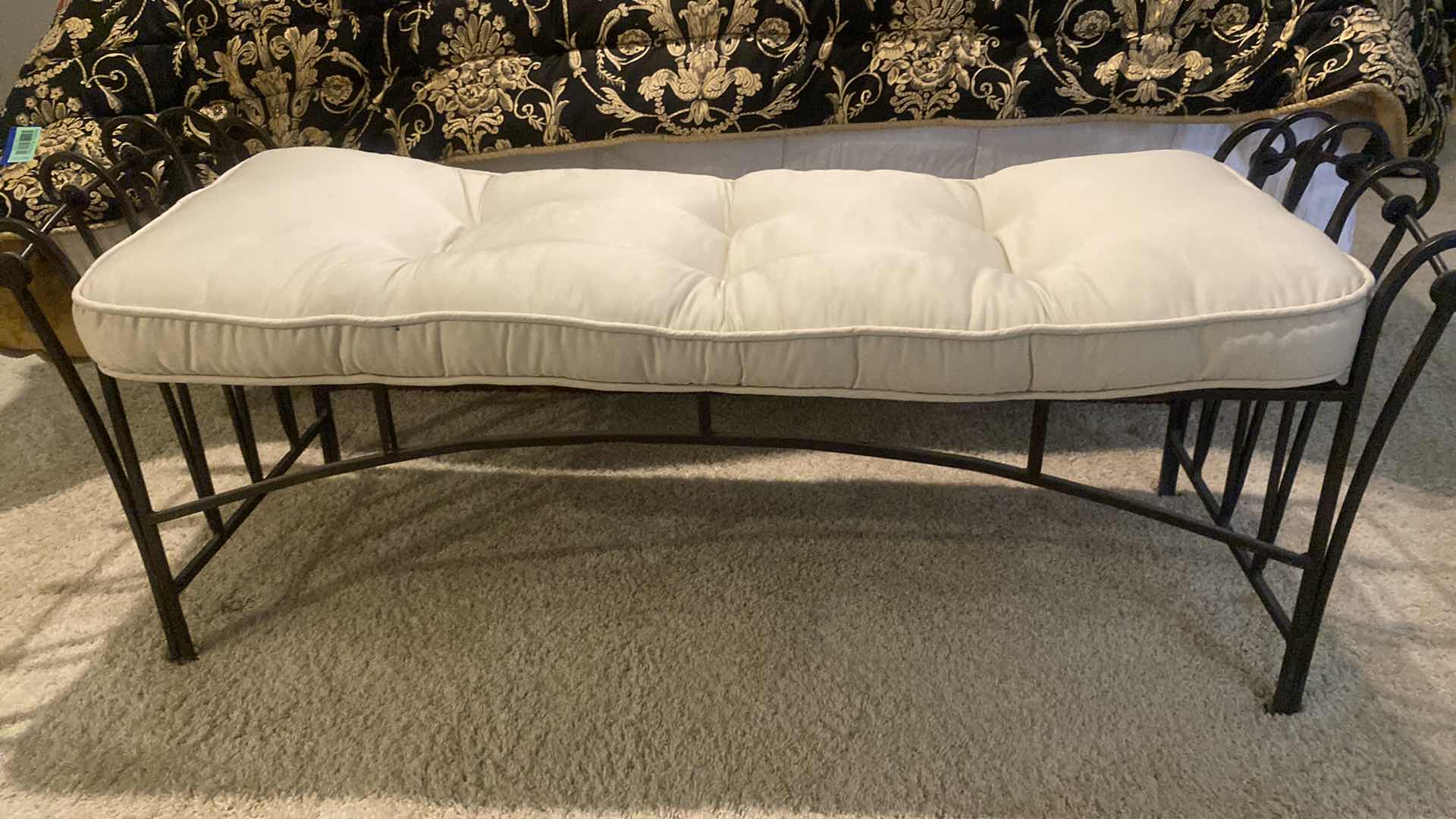 Photo 1 of IRON BENCH WITH CUSHIONS 55” x 18” x 23”