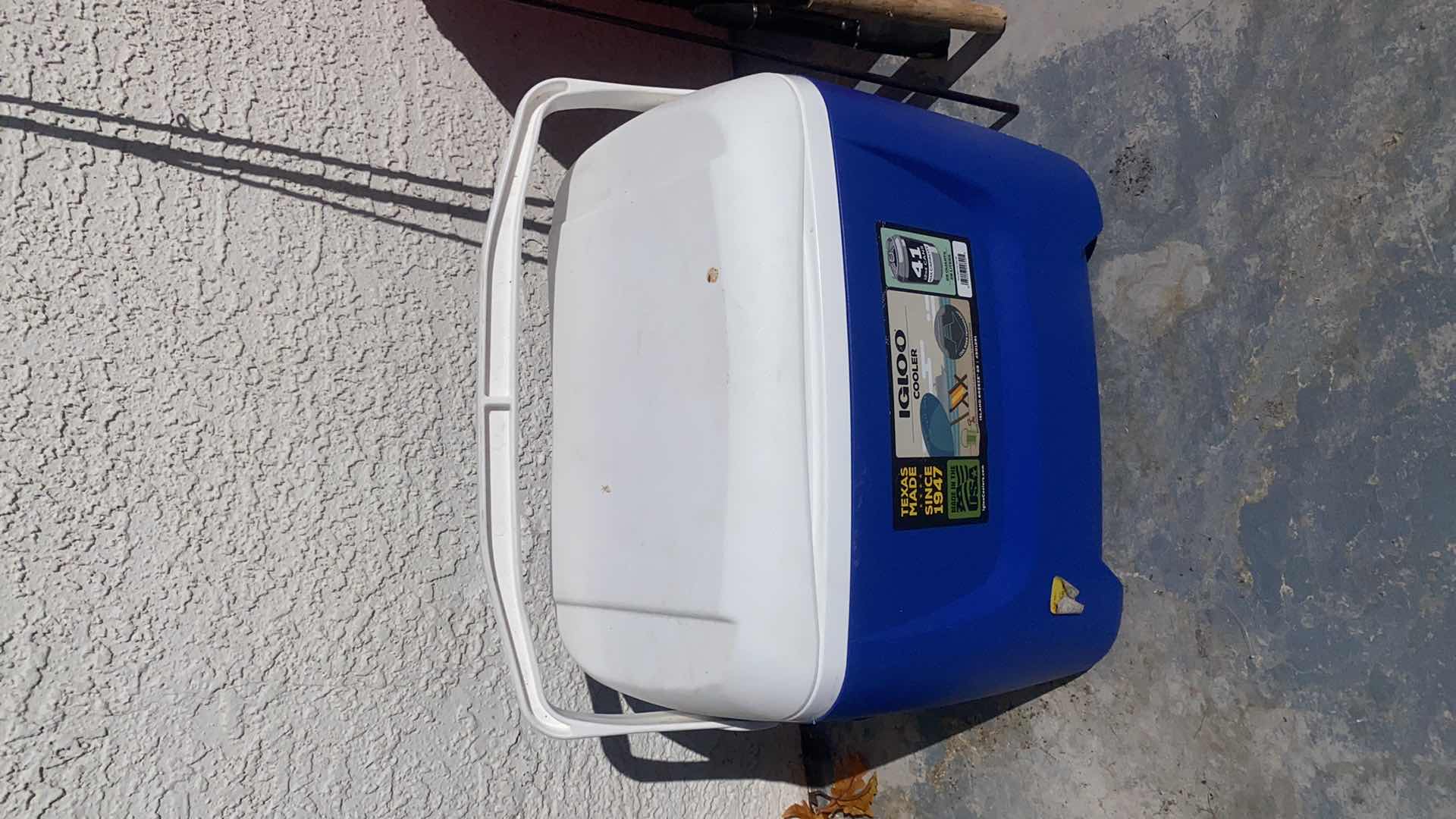 Photo 1 of IGLOO COOLER FISHING POLES AND 2 BEVERAGE BUCKETS