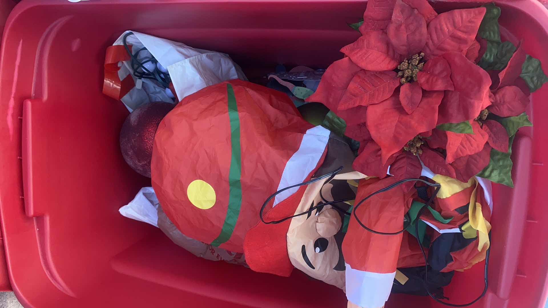 Photo 1 of 2 TOTES WITH CHRISTMAS, SNOWMAN AND BAG WITH INFLATABLE UNKNOWN CONDITION