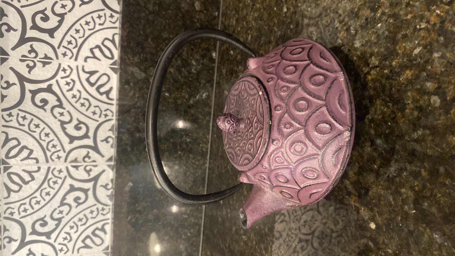 Photo 1 of METAL TEA KETTLE AND CLAY TEA SET