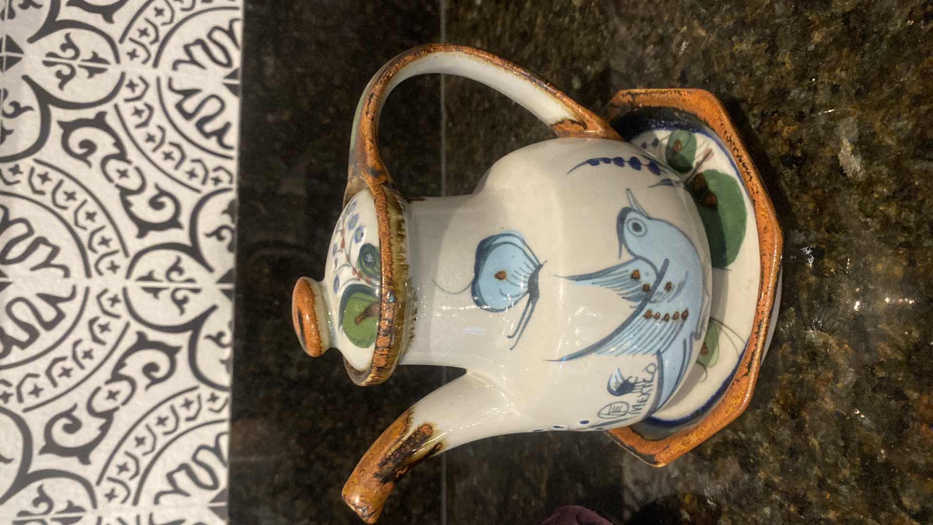 Photo 1 of METAL TEA KETTLE AND CLAY TEA SET