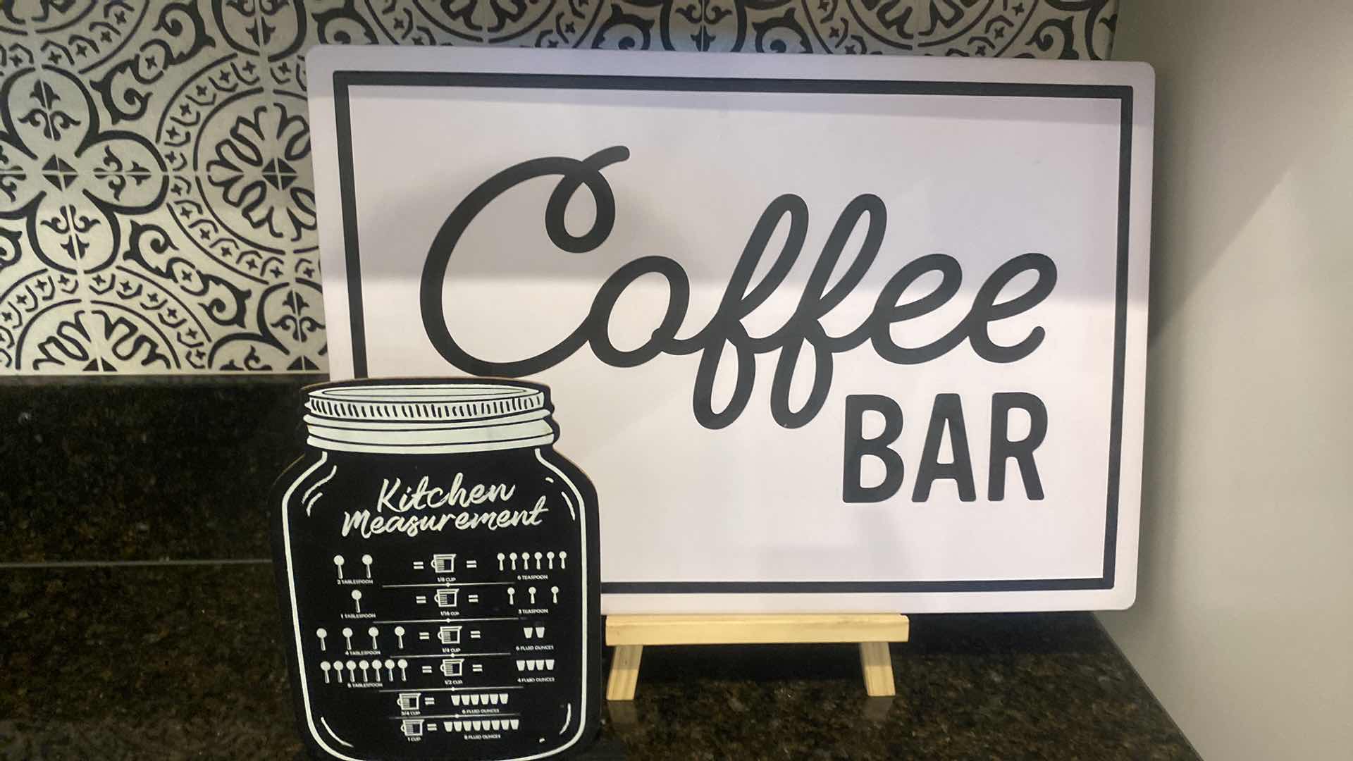 Photo 1 of CONTENTS OF KITCHEN CABINET COFFEE BAR SIGN & COFFEE