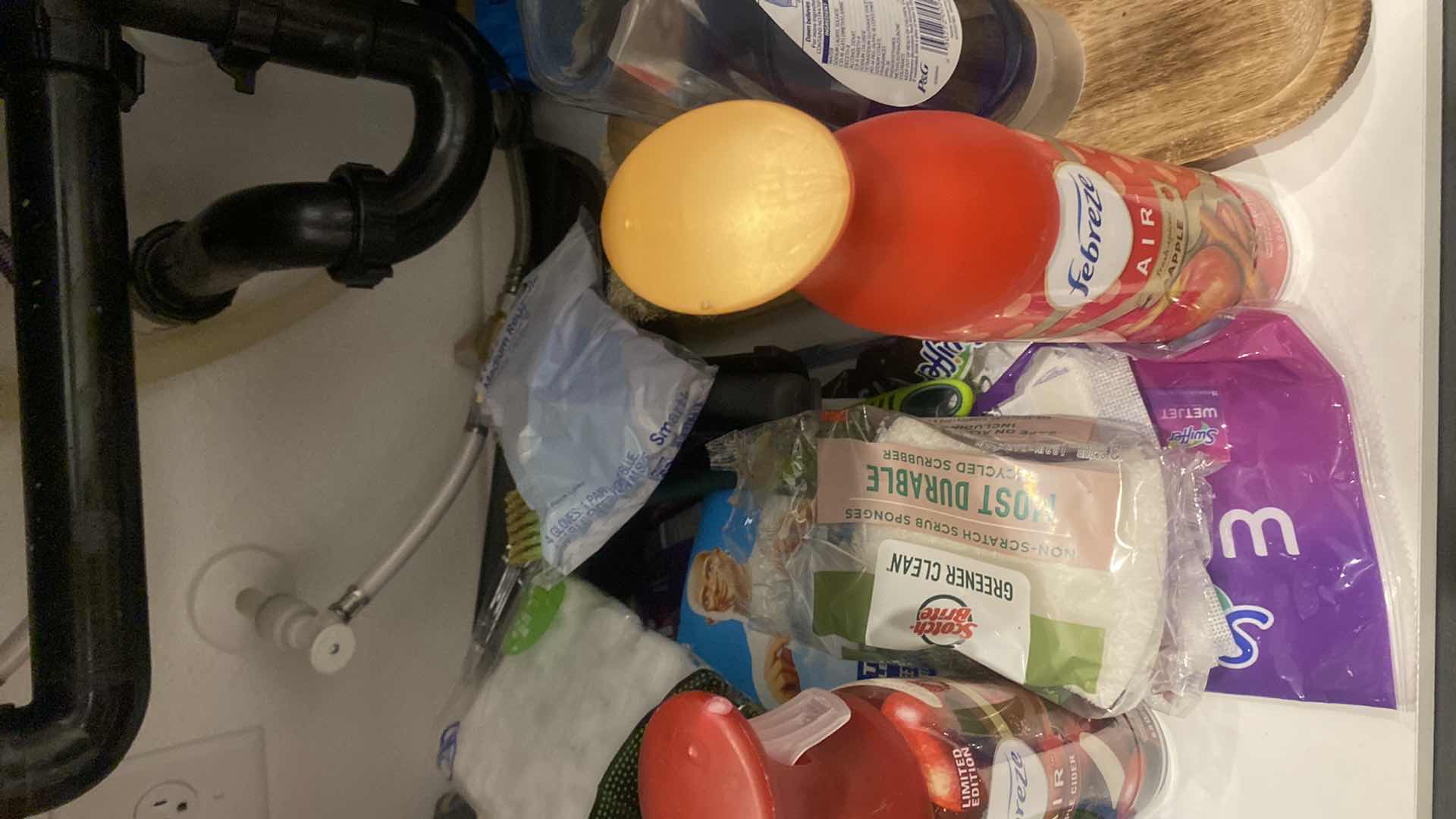 Photo 1 of CONTENTS OF KITCHEN CABINET CLEANING SUPPLIES AND ANTI FATIGUE MAT