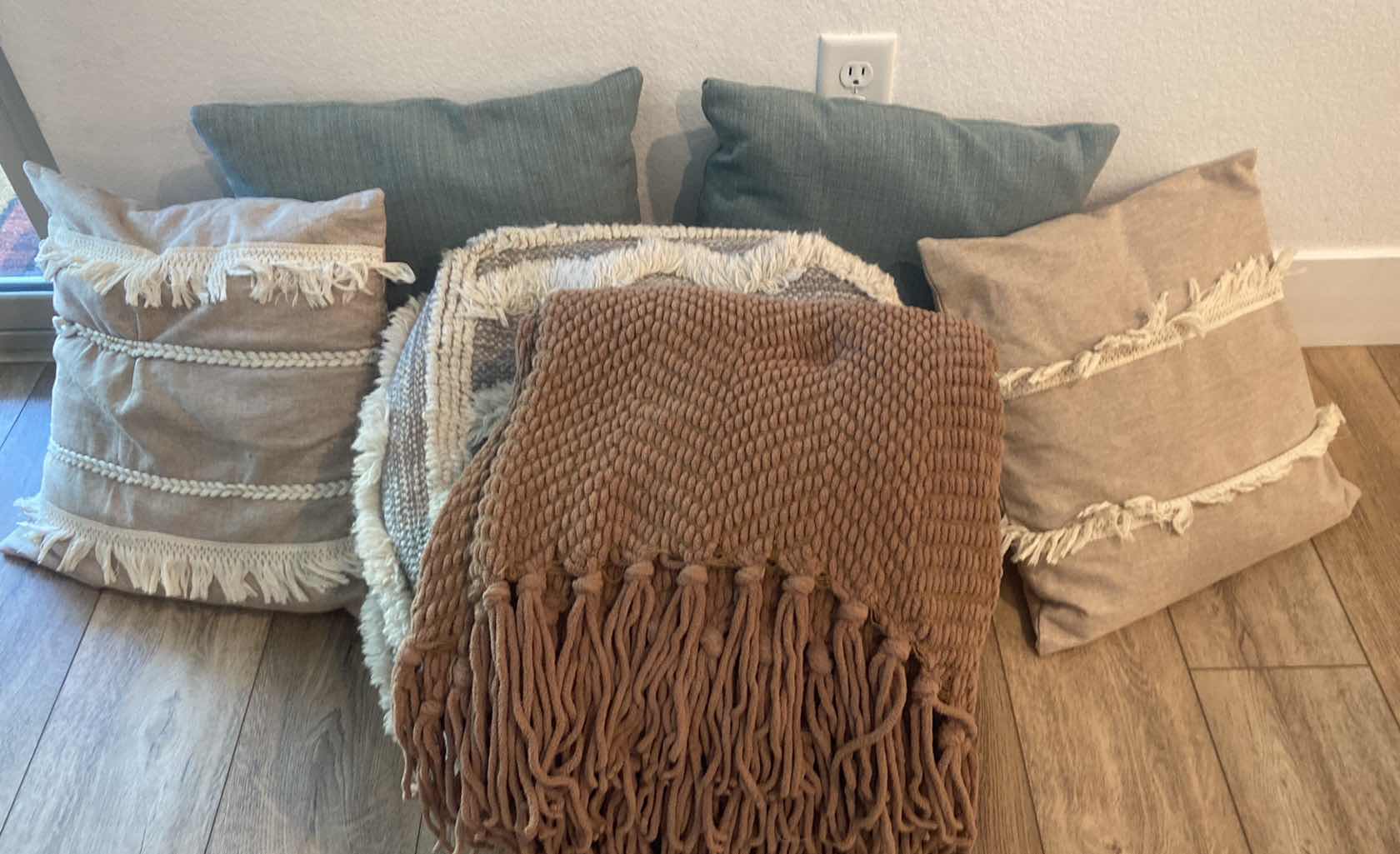 Photo 1 of FABRIC POUF THROW AND TOSS PILLOWS