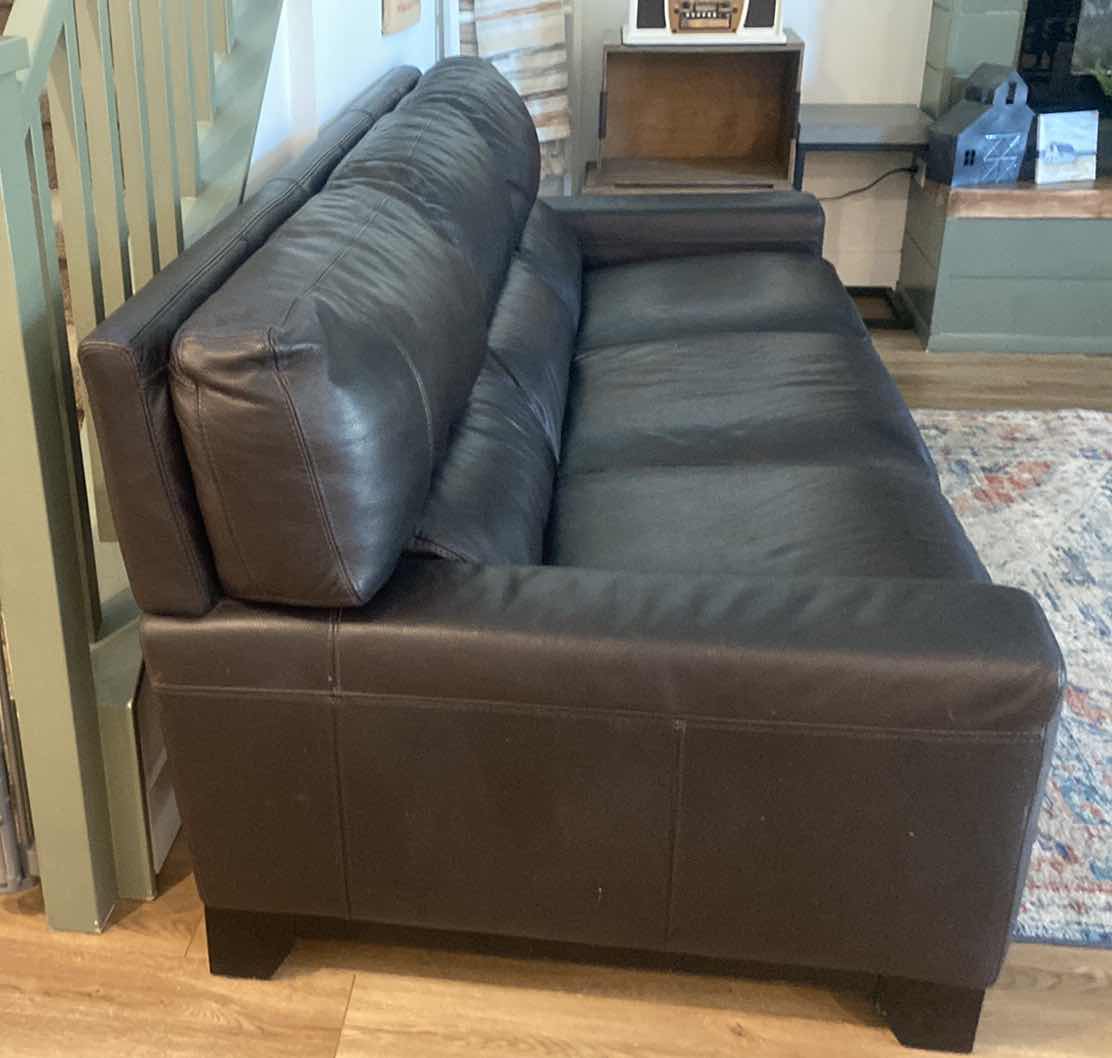 Photo 1 of 90” CHATEAU D’AX DARK BROWN BONDED LEATHER SOFA (2 AVAILABLE SOLD SEPARATELY)