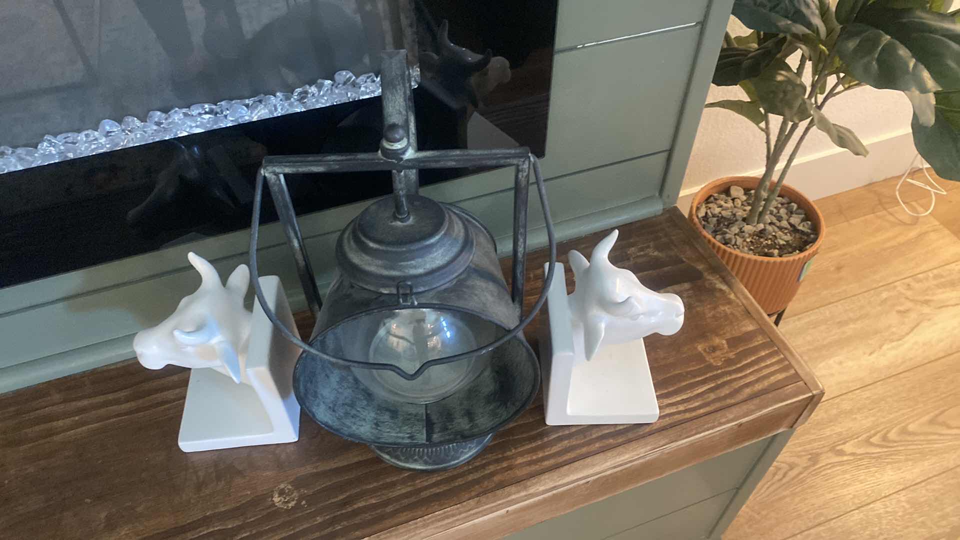 Photo 1 of FARMHOUSE DECOR - LANTERN & STEER BOOK ENDS