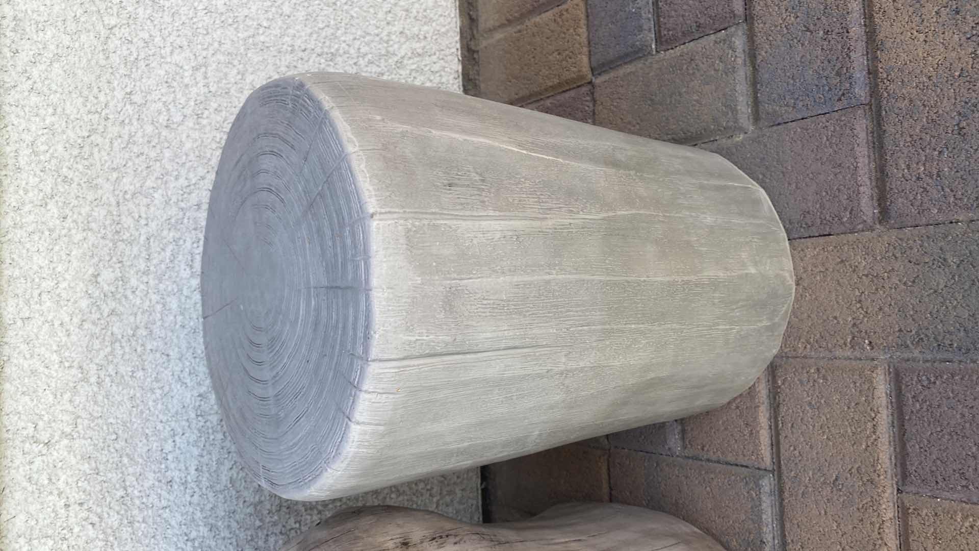 Photo 1 of FAUX WOOD STOOLS H 17” & CLAY POT