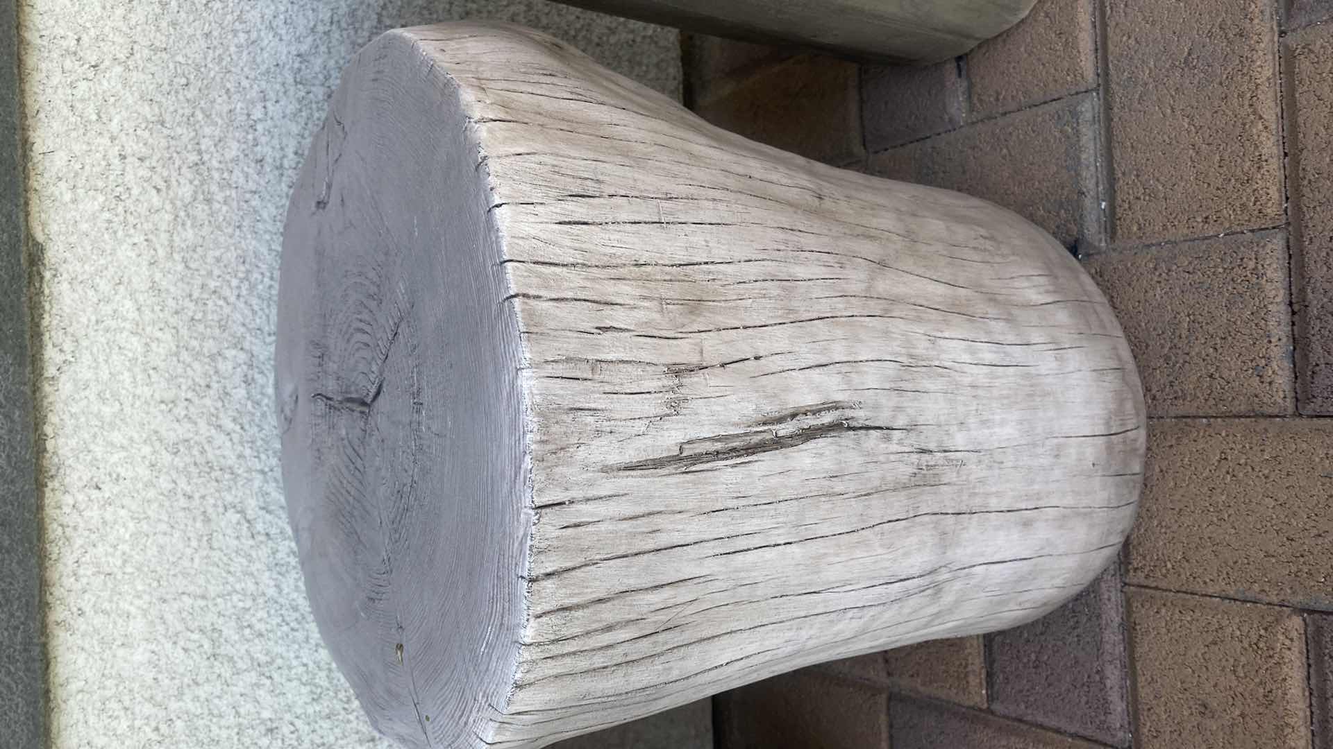 Photo 1 of FAUX WOOD STOOLS H 17” & CLAY POT