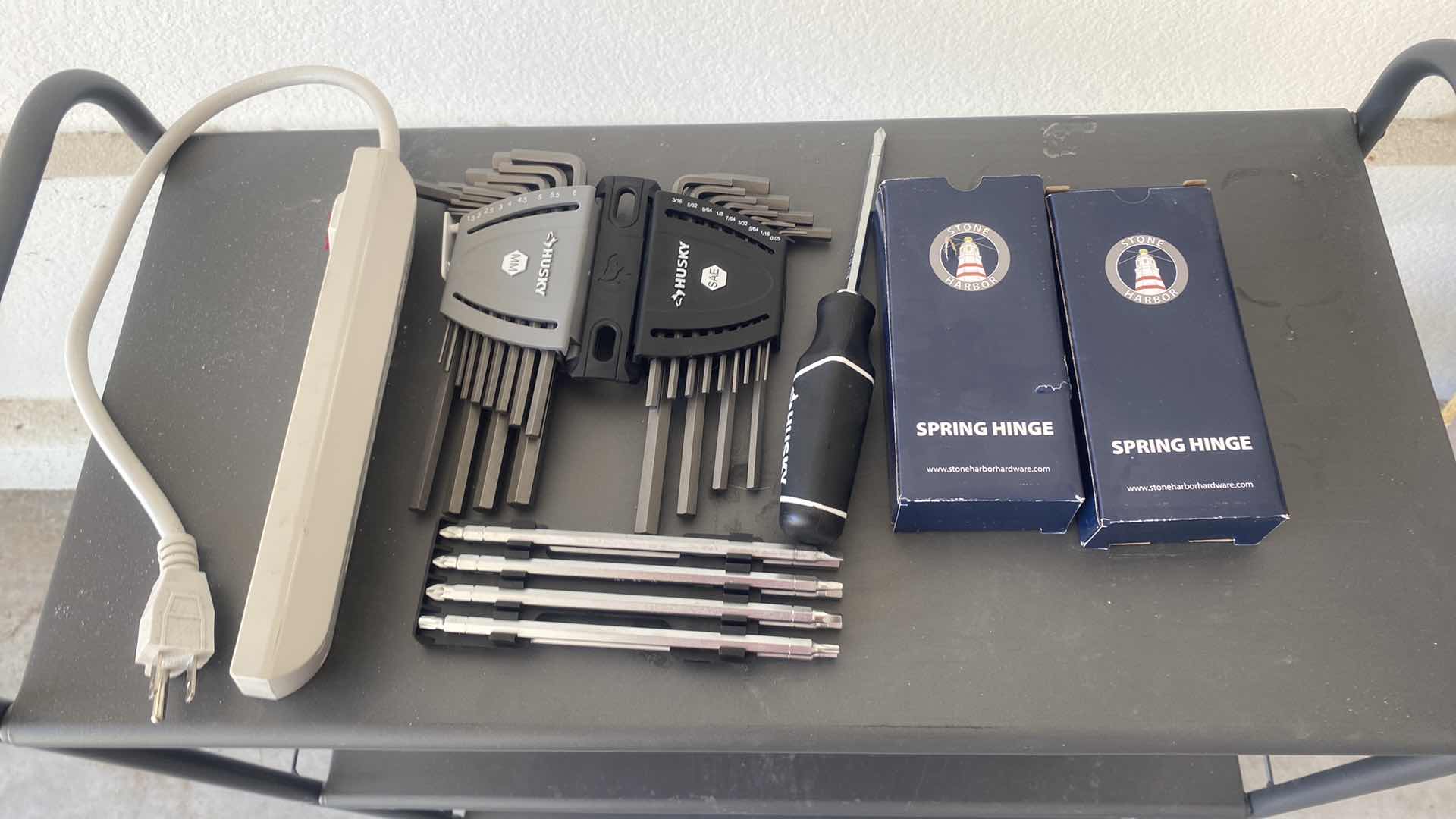 Photo 1 of 3 SHELF ROLLING CART 24” x 12” x 32” AND ASSORTED TOOLS