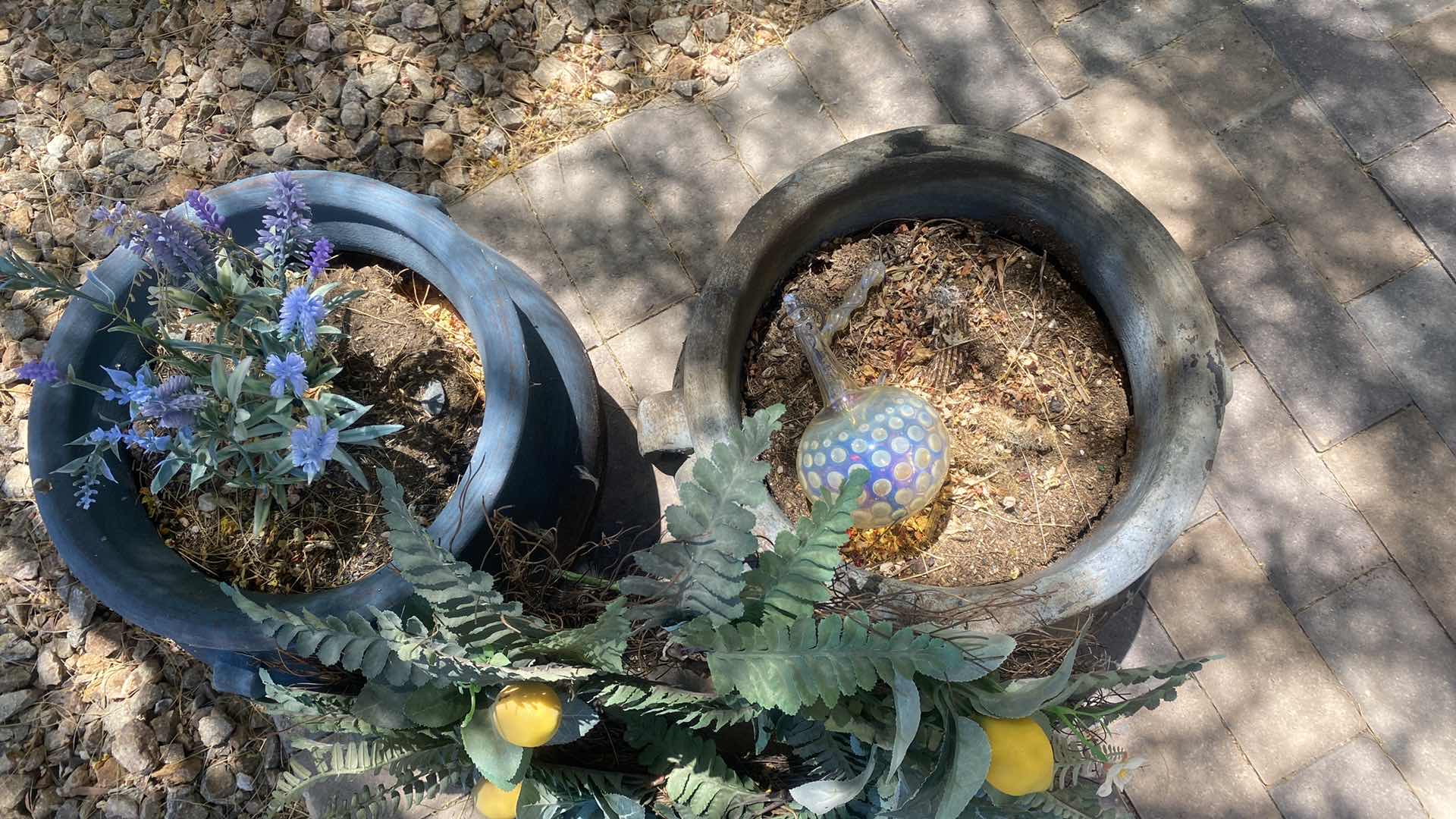 Photo 1 of 2 CLAY POTS FAUX PLANT  16” x 12” AND WREATH