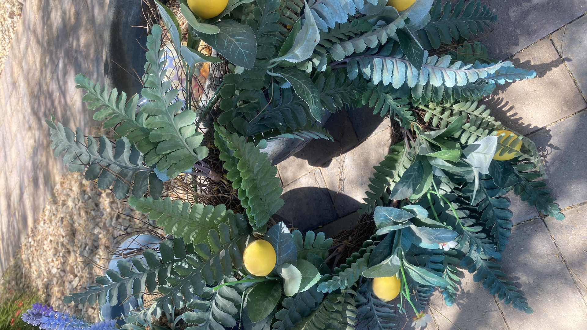 Photo 1 of 2 CLAY POTS FAUX PLANT  16” x 12” AND WREATH