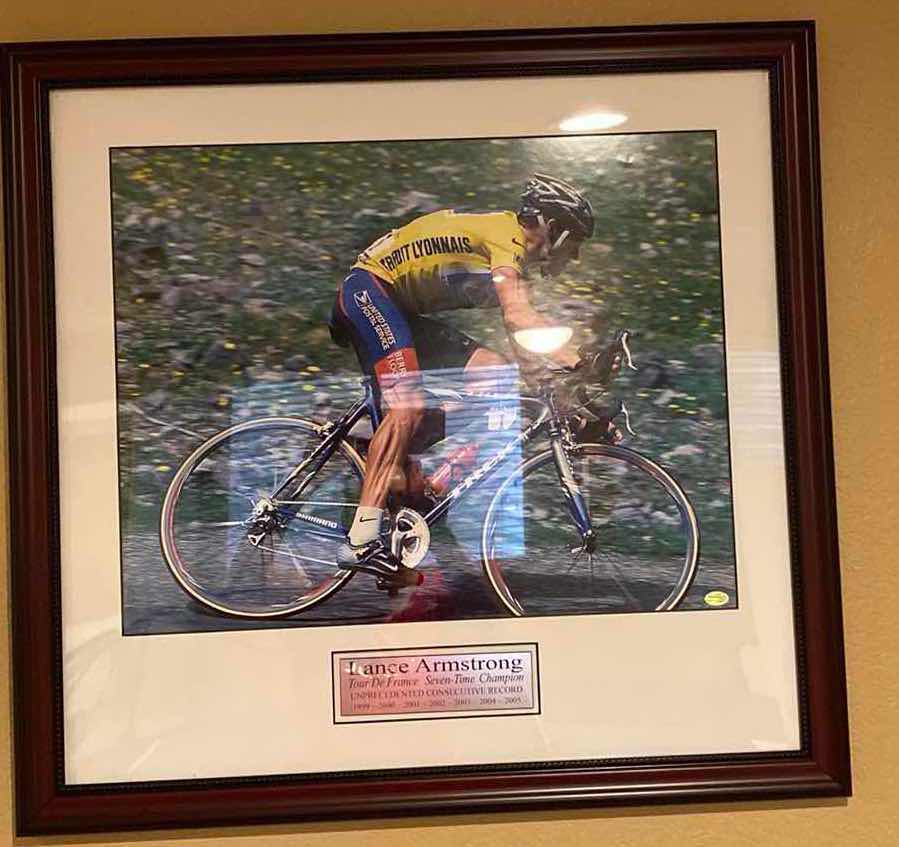 Photo 1 of FRAMED LANCE ARMSTRONG TOUR DE FRANCE PHOTO ARTWORK 18” x 24”