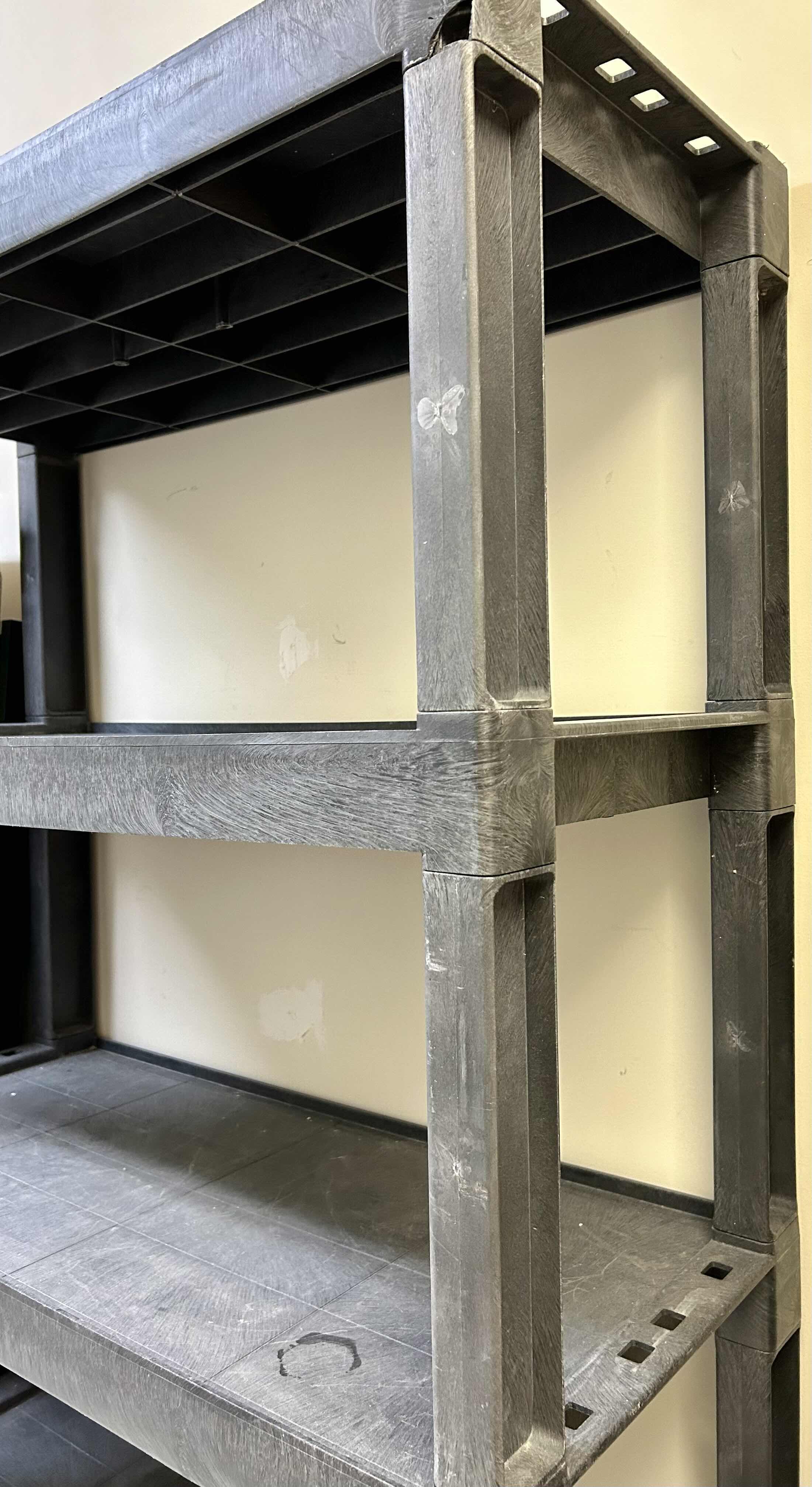Photo 1 of 5 TIER BLACK PLASTIC STORAGE SHELF 40”X18” H6’
