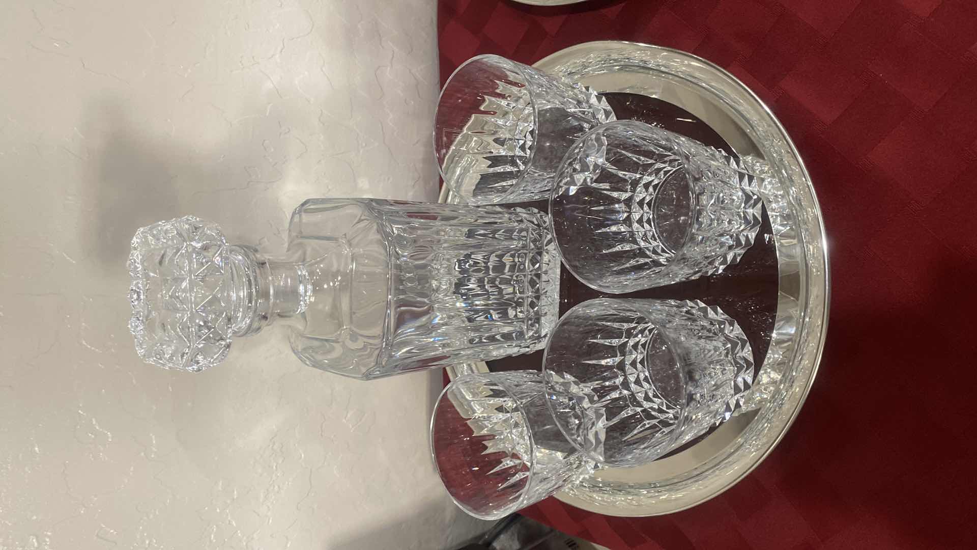 Photo 1 of CRYSTAL DECANTER 4 GLASSES & TRAY