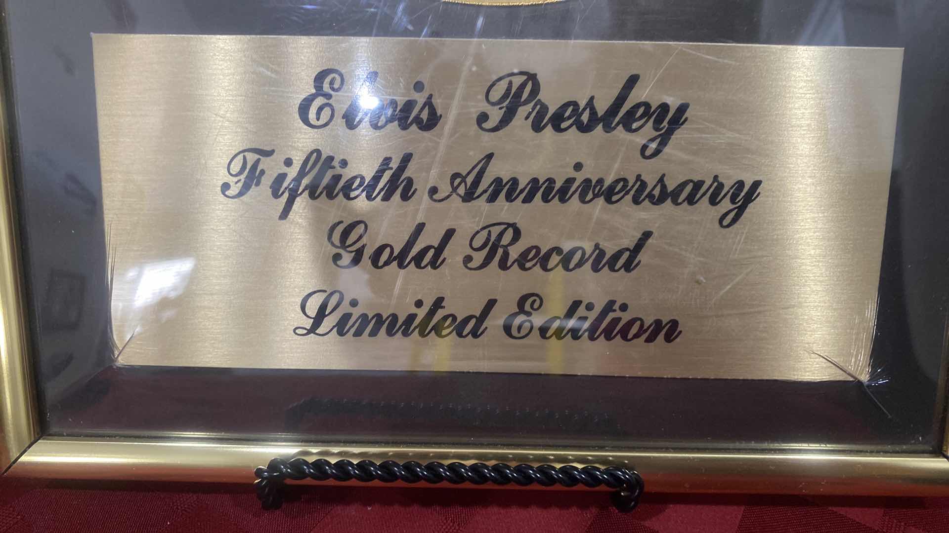 Photo 1 of ELVIS PRESLEY 50th ANNIVERSARY GOLD RECORD LIMITED EDITION “LOVE ME TENDER” 9 1/22 inches by 12 1/2”
