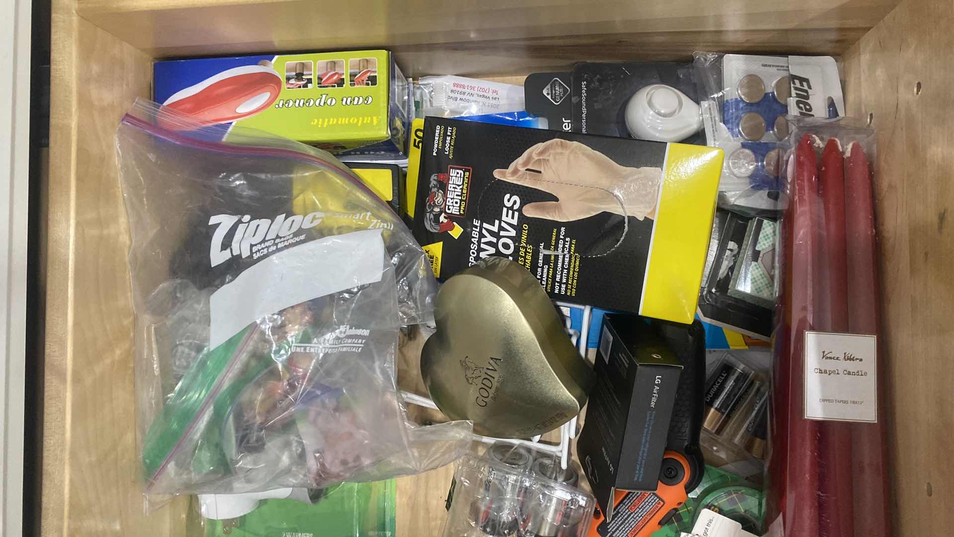 Photo 3 of CONTENTS KITCHEN - JUNK DRAWER - CANDLES RUG TAPE GLOVES & MORE