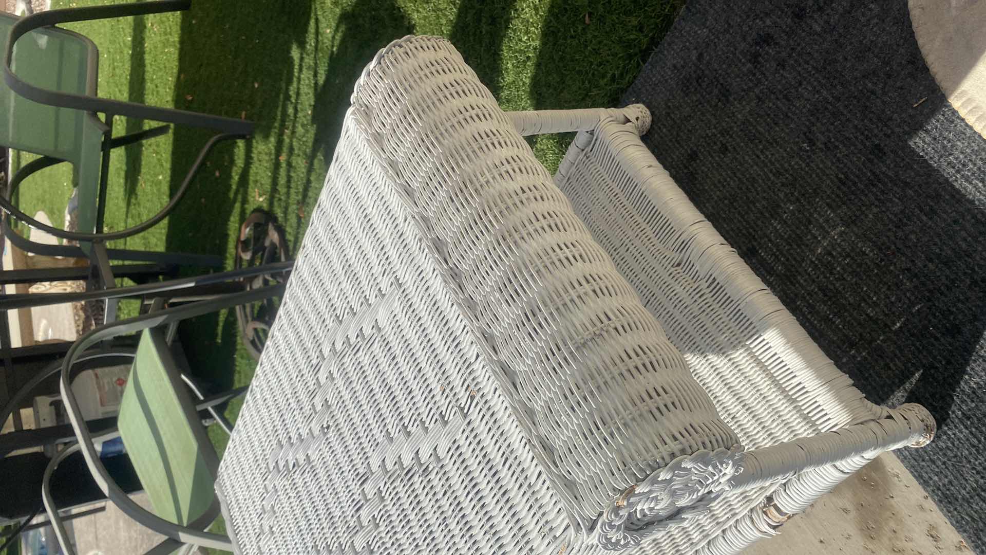Photo 1 of WHITE PAINTED WICKER BENCH 34“ x 18“  H 18”