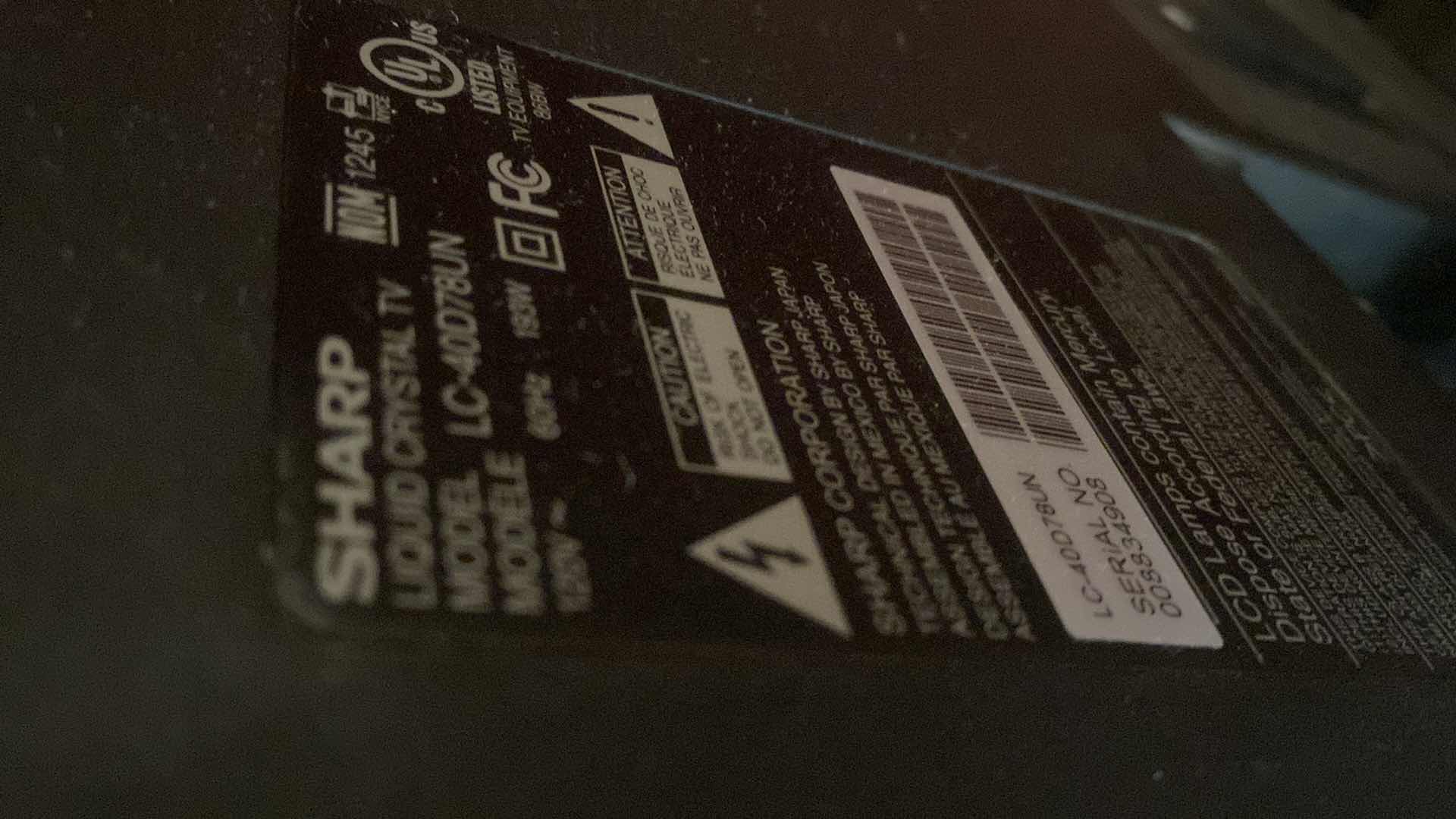 Photo 1 of 40” SHARP SMART TV (no Remote)