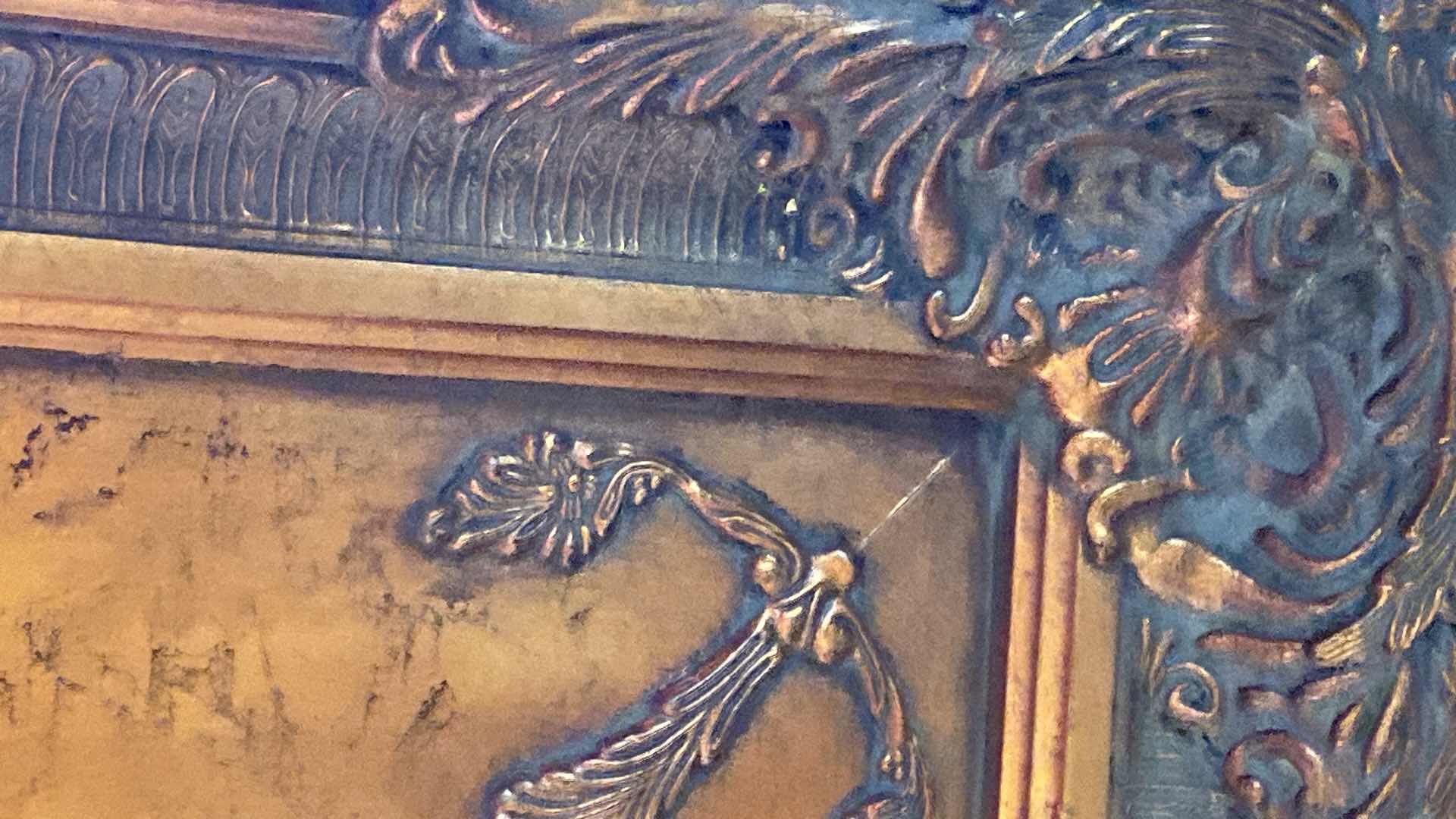 Photo 1 of ORNATE COPPER & BLACK WOOD BEVELED MIRROR FROM RESTAURANT IN WHIDBEY ISLAND, WASHINGTON STATE 91“ x 56“ (2 available each sold separately)