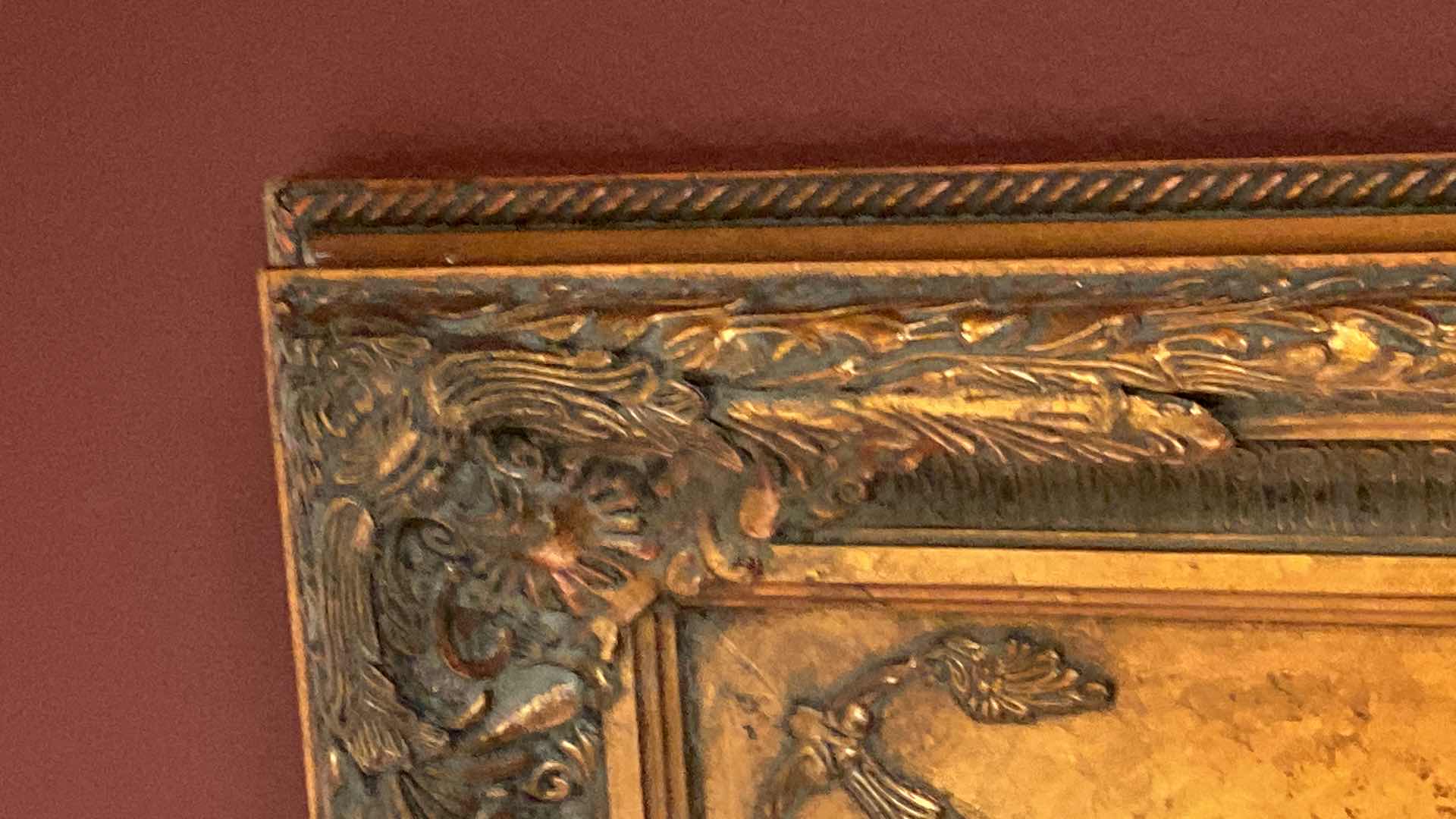 Photo 1 of ORNATE COPPER & BLACK WOOD BEVELED MIRROR FROM RESTAURANT IN WHIDBEY ISLAND, WASHINGTON STATE 91“ x 56“ (2 available each sold separately)