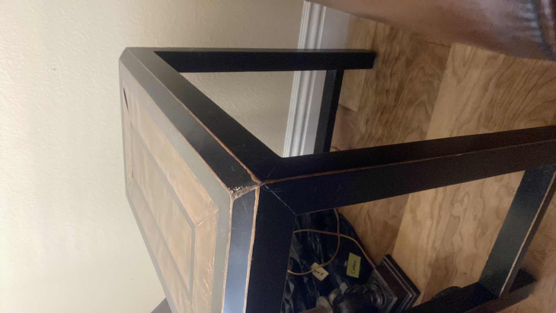 Photo 1 of WOOD END TABLE WITH COPPER FOIL INLAY ON TOP 14“ x 24“ H 27”