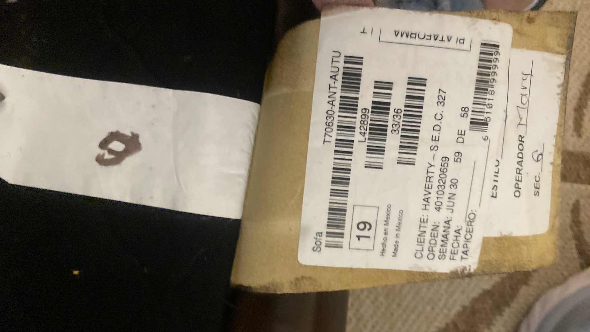 Photo 1 of 88” LEATHER MART BROWN WITH ROLLED ARMS & NAILHEAD TRIM