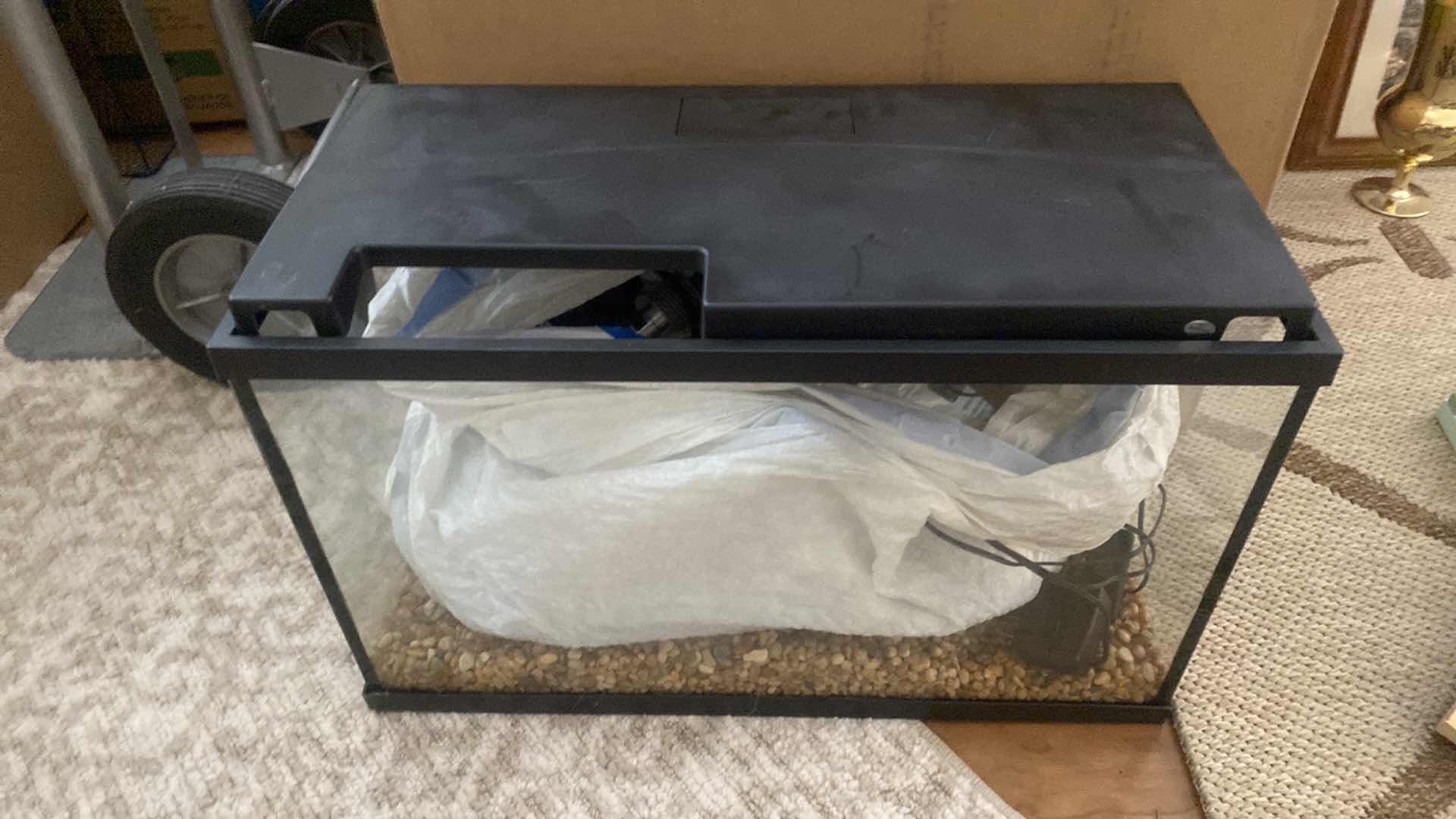 Photo 1 of AQUARIUM WITH BAG OF SUPPLIES 20“ x 10“ H 12”