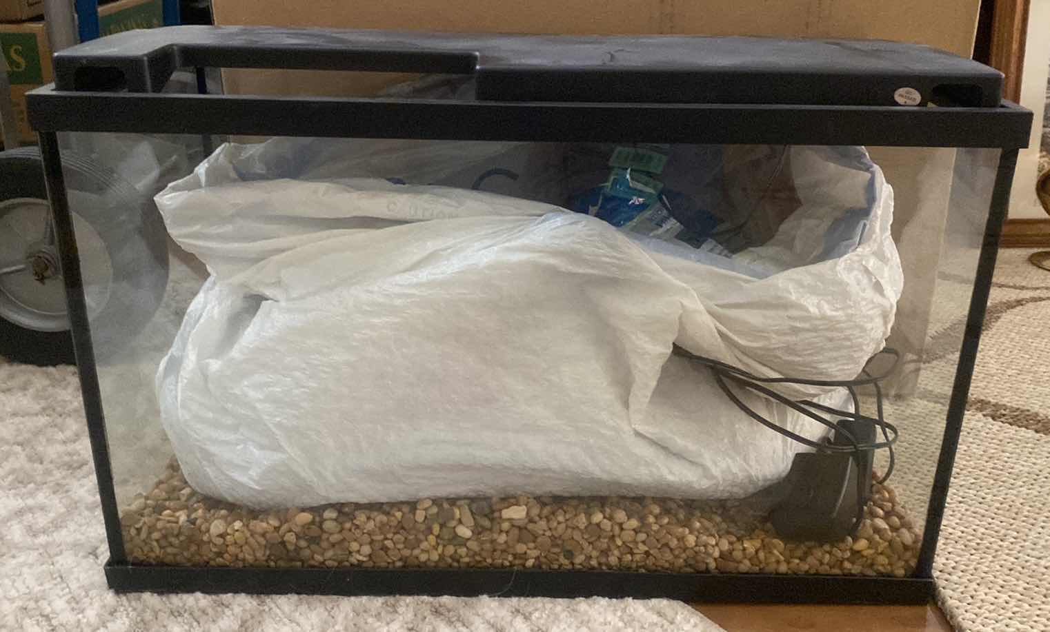 Photo 1 of AQUARIUM WITH BAG OF SUPPLIES 20“ x 10“ H 12”
