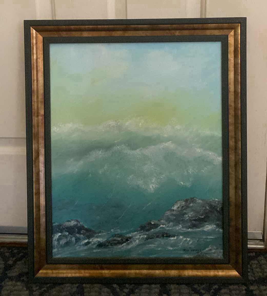 Photo 1 of FRAMED OIL ON CANVAS SEASCAPE SIGNED ARTWORK 20” x 24”