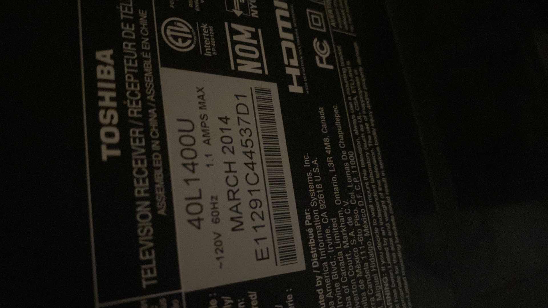 Photo 1 of 40” TOSHIBA TV (not smart)Remote missing
