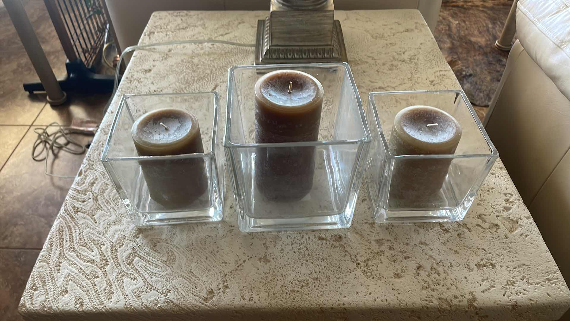 Photo 1 of HEAVY GLASS CANDLE HOLDERS 5”x5”