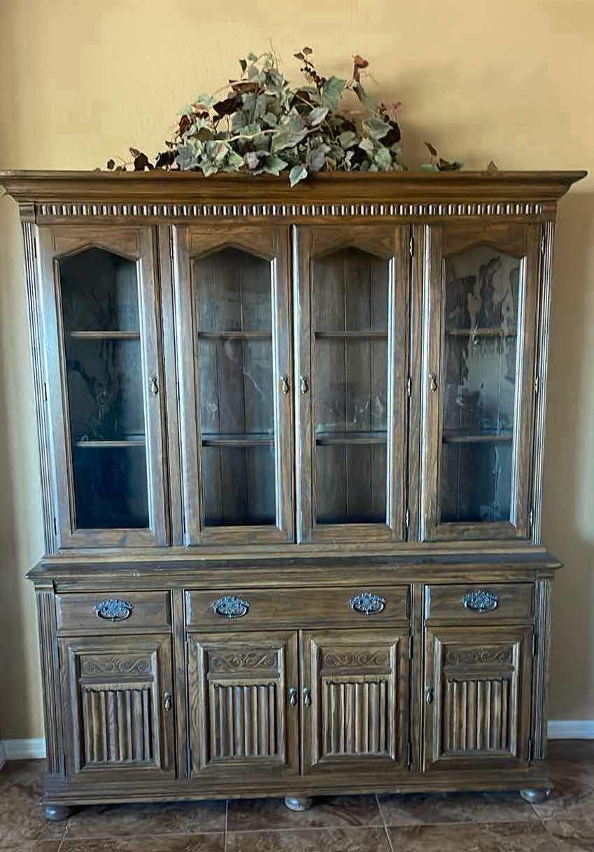 View 1 of ETHAN ALLEN ROYAL CHARTER OAK CHINA HUTCH 66”x20” H79”