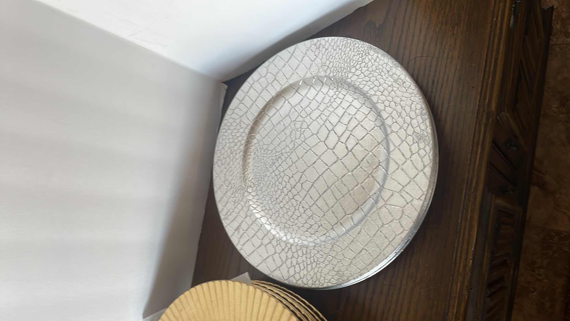 Photo 1 of 12-CHARGER PLATES, 4 SILVER  AND 8 GOLD  13”