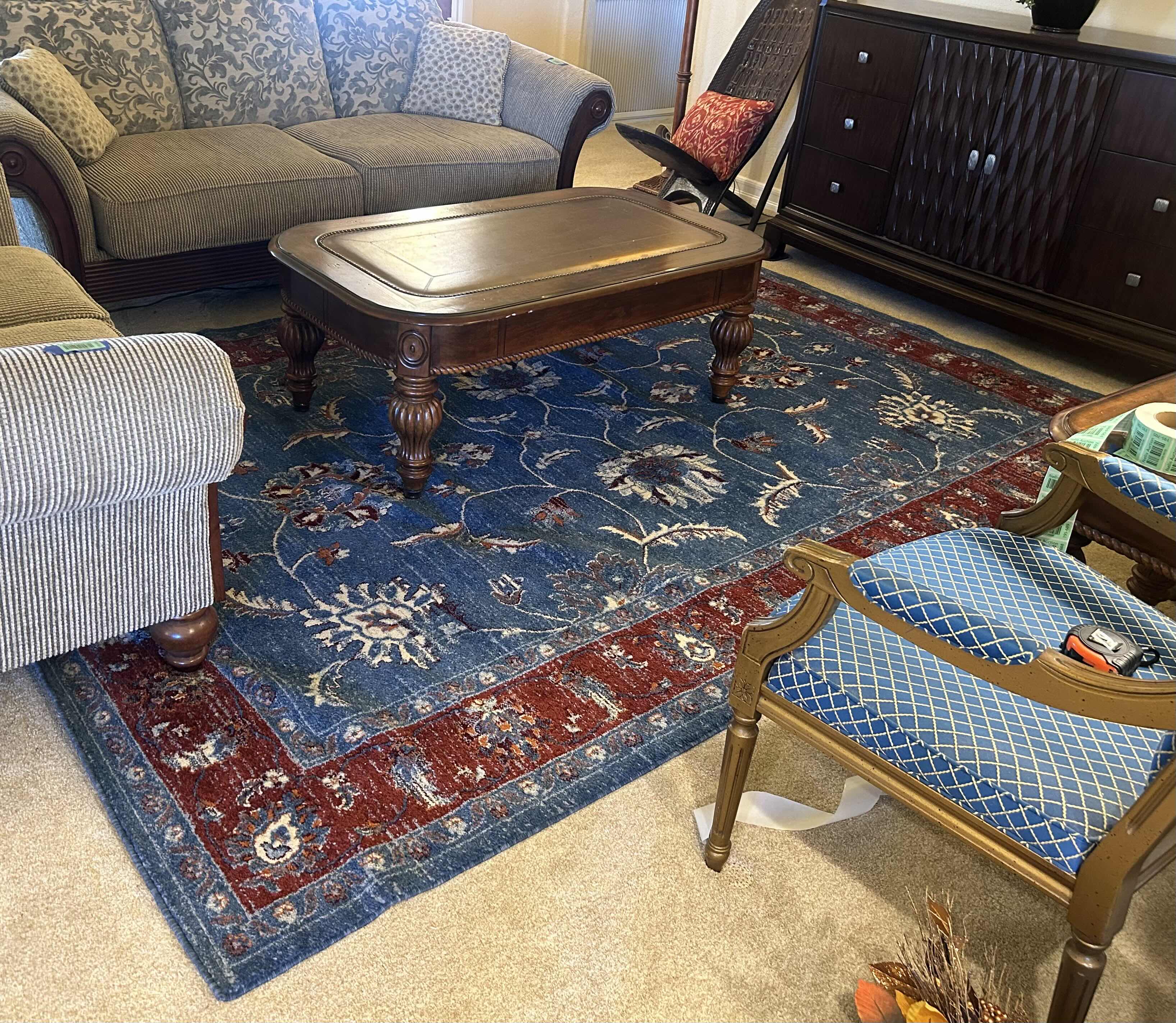 Photo 1 of BLUE AND CRANBERRY BORDER AREA RUG7’ X 10’