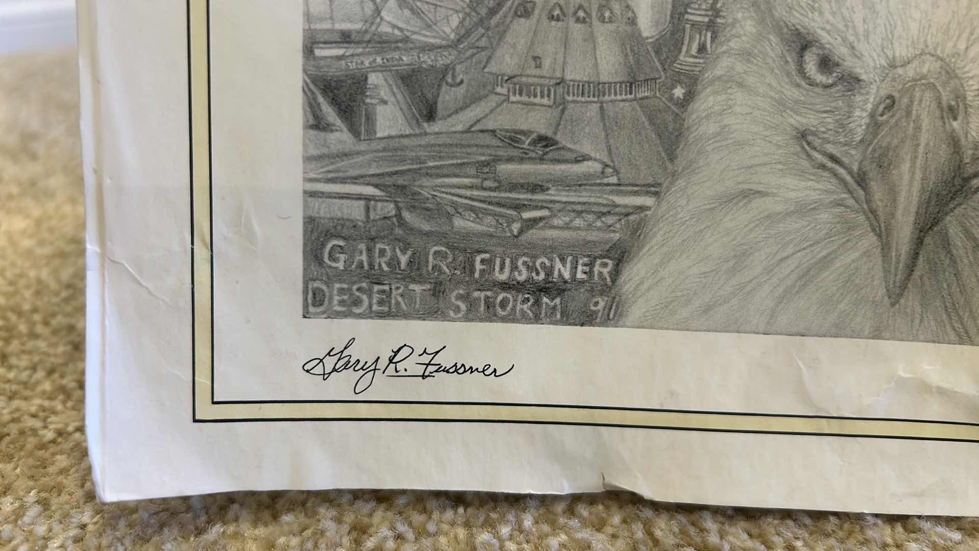 Photo 1 of 2 - POSTERS “THE EAGLE FLIES FREE BY GARY R FUSSNER DESERT STORM ARTWORK 16” x 20”