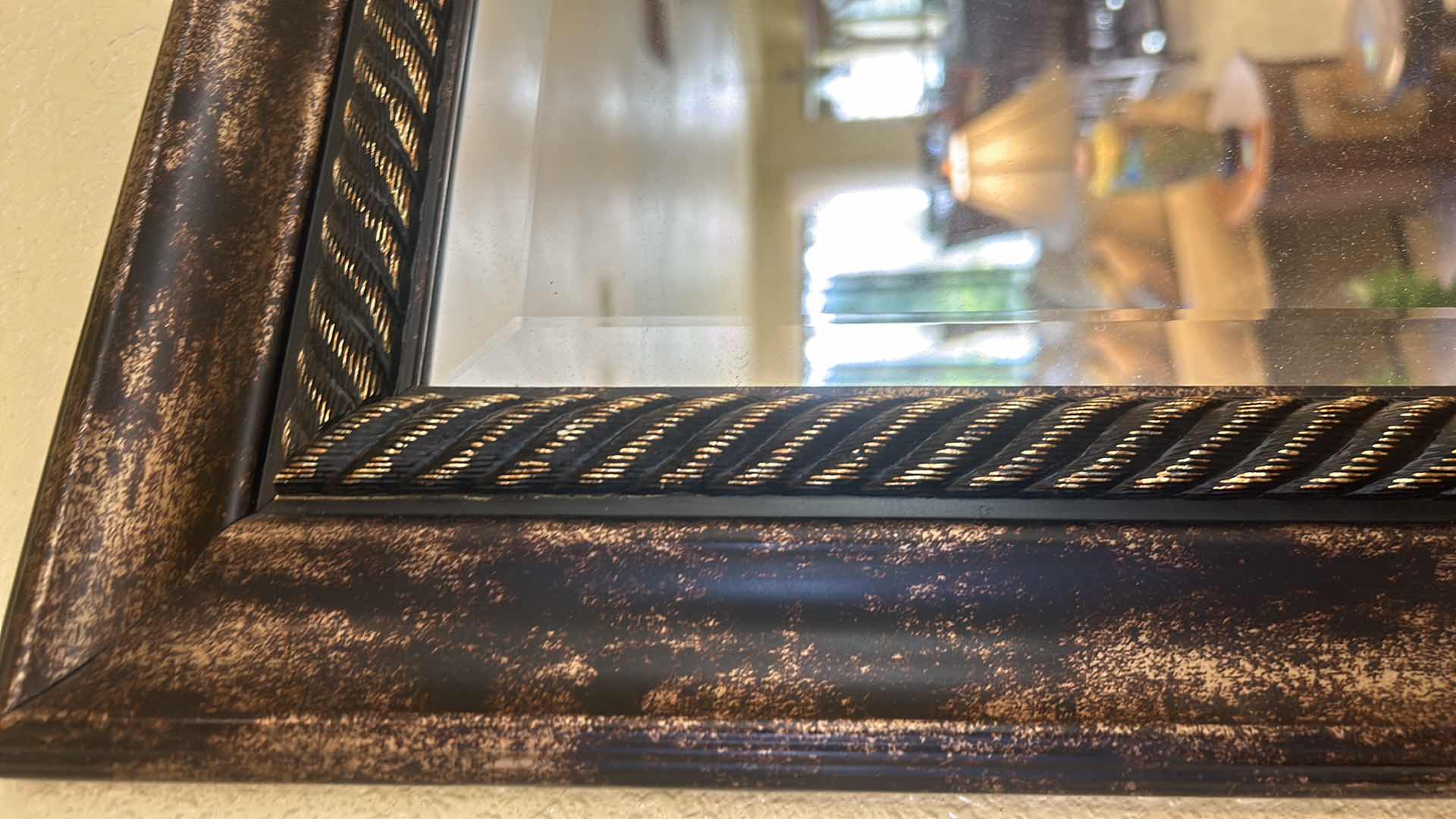 Photo 1 of BRONZE ROPE BLACK AND GOLD  FRAMED BEVELED, MIRROR. 29.5” X 41”.