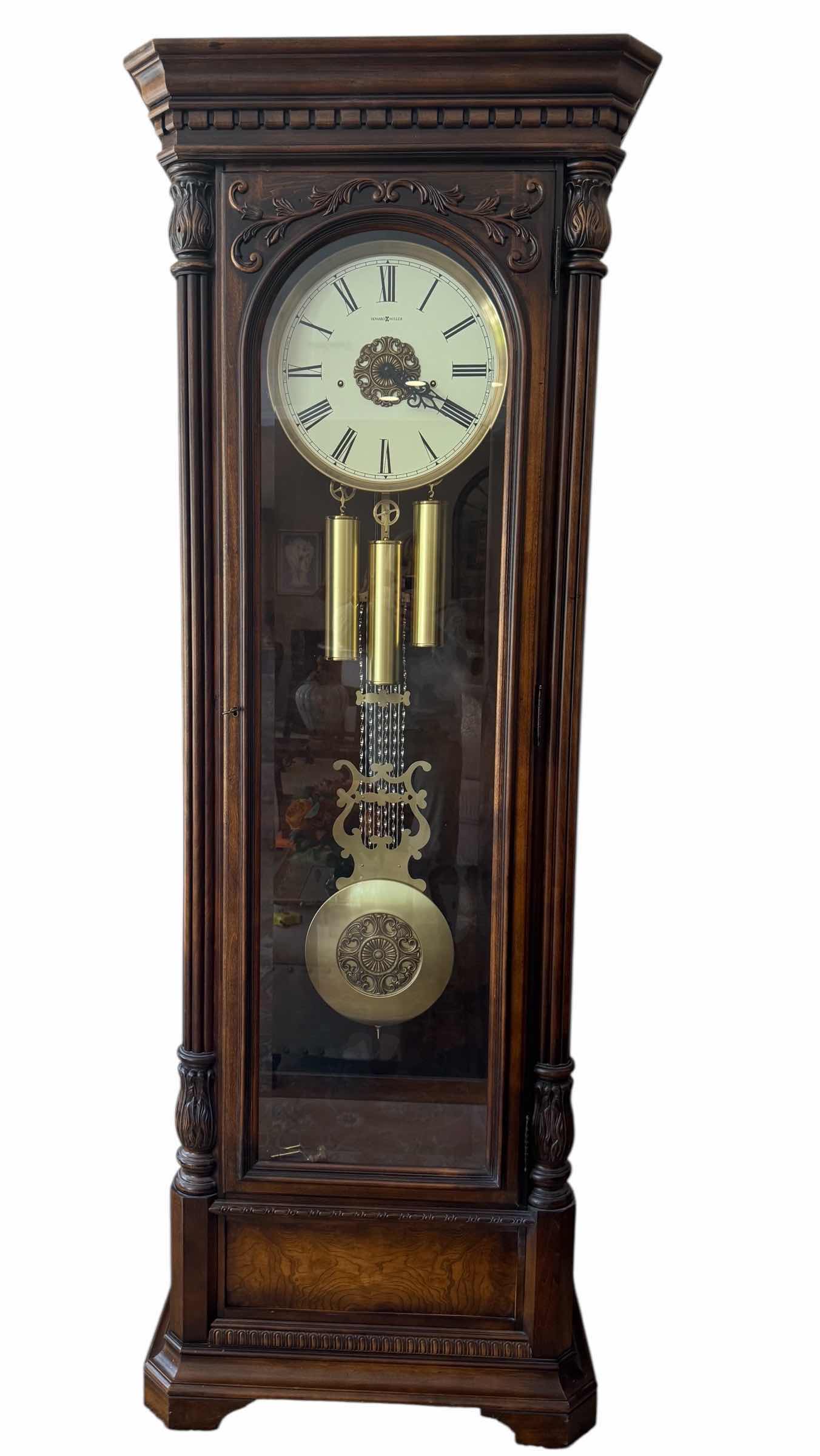 Photo 1 of HEAVY HOWARD MILLER MAHOGANY WOOD GRANDFATHER CLOCK 27” x 15” H88”