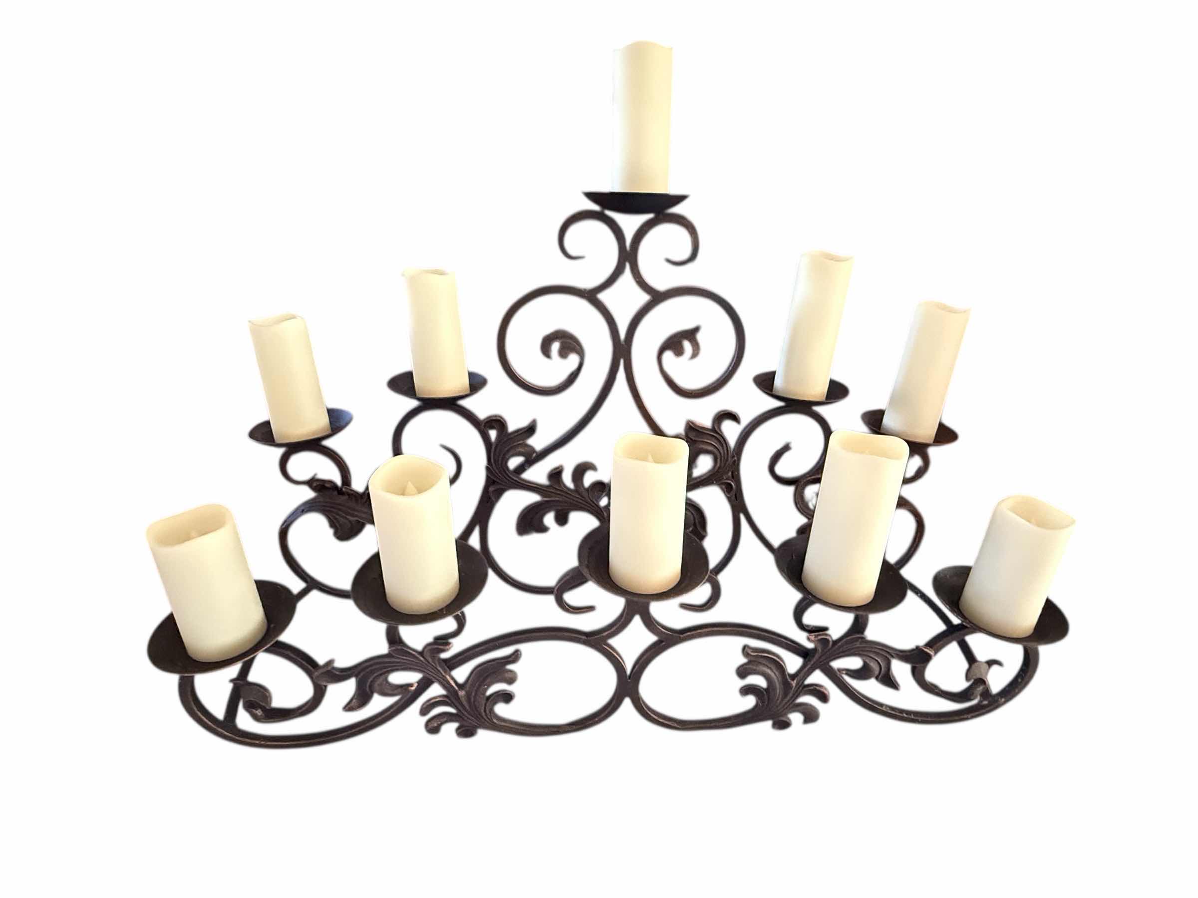Photo 1 of DARK BROWN WROUGHT IRON 10 HOLDER CANDELABRA 30” x 9” H18”