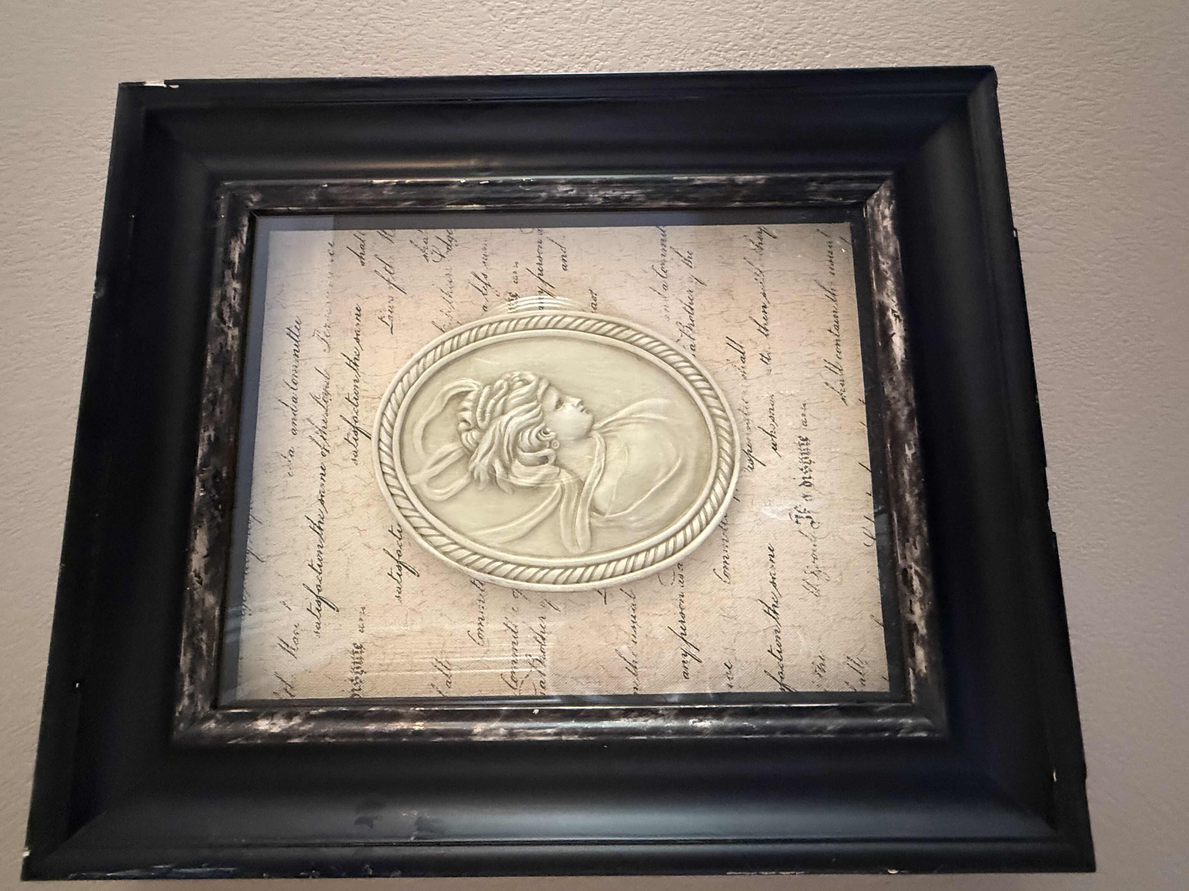 Photo 1 of BLACK WOOD FRAMED “CAMEO” ARTWORK 20” x 24”