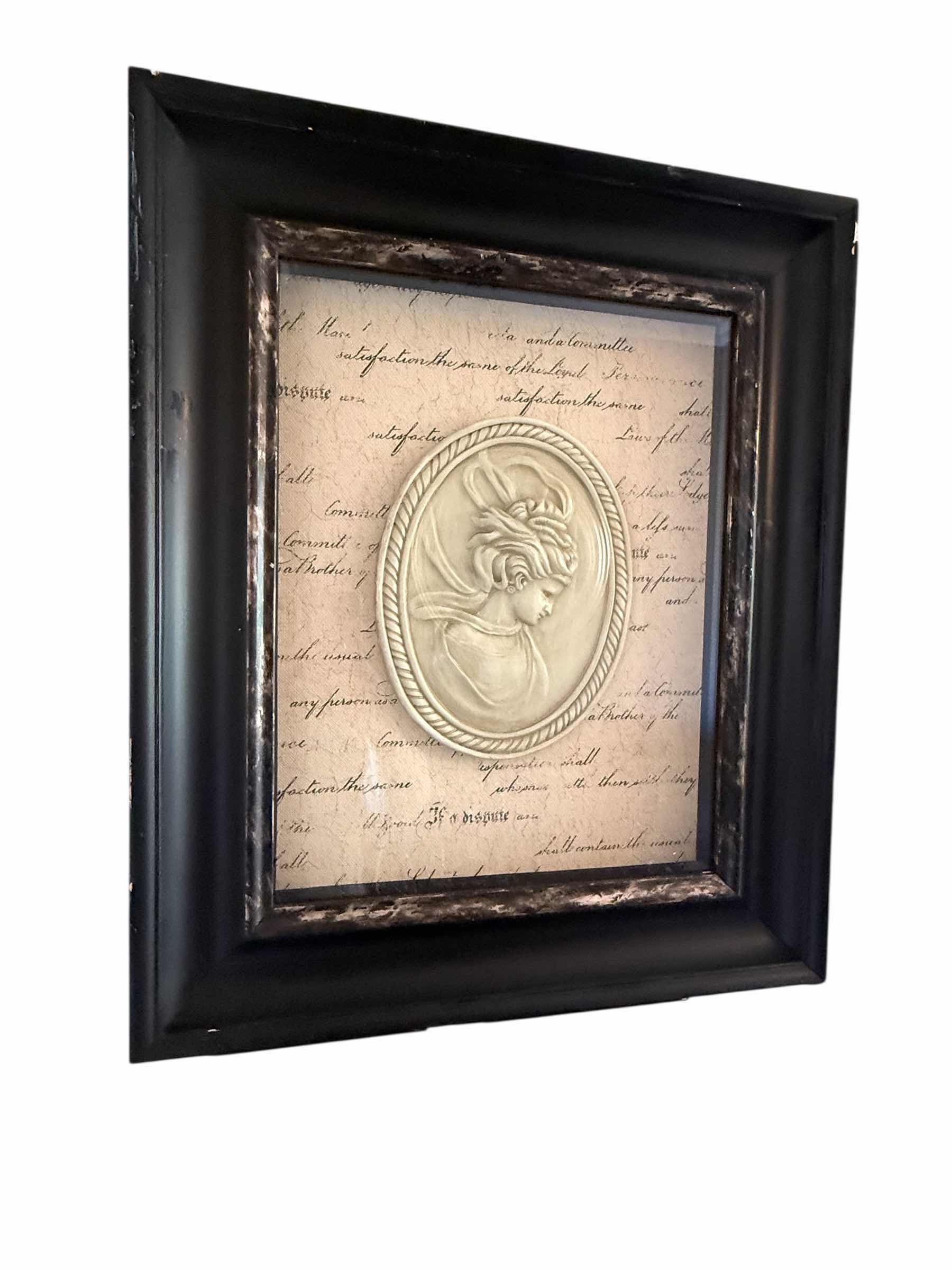 Photo 1 of BLACK WOOD FRAMED “CAMEO” ARTWORK 20” x 24”