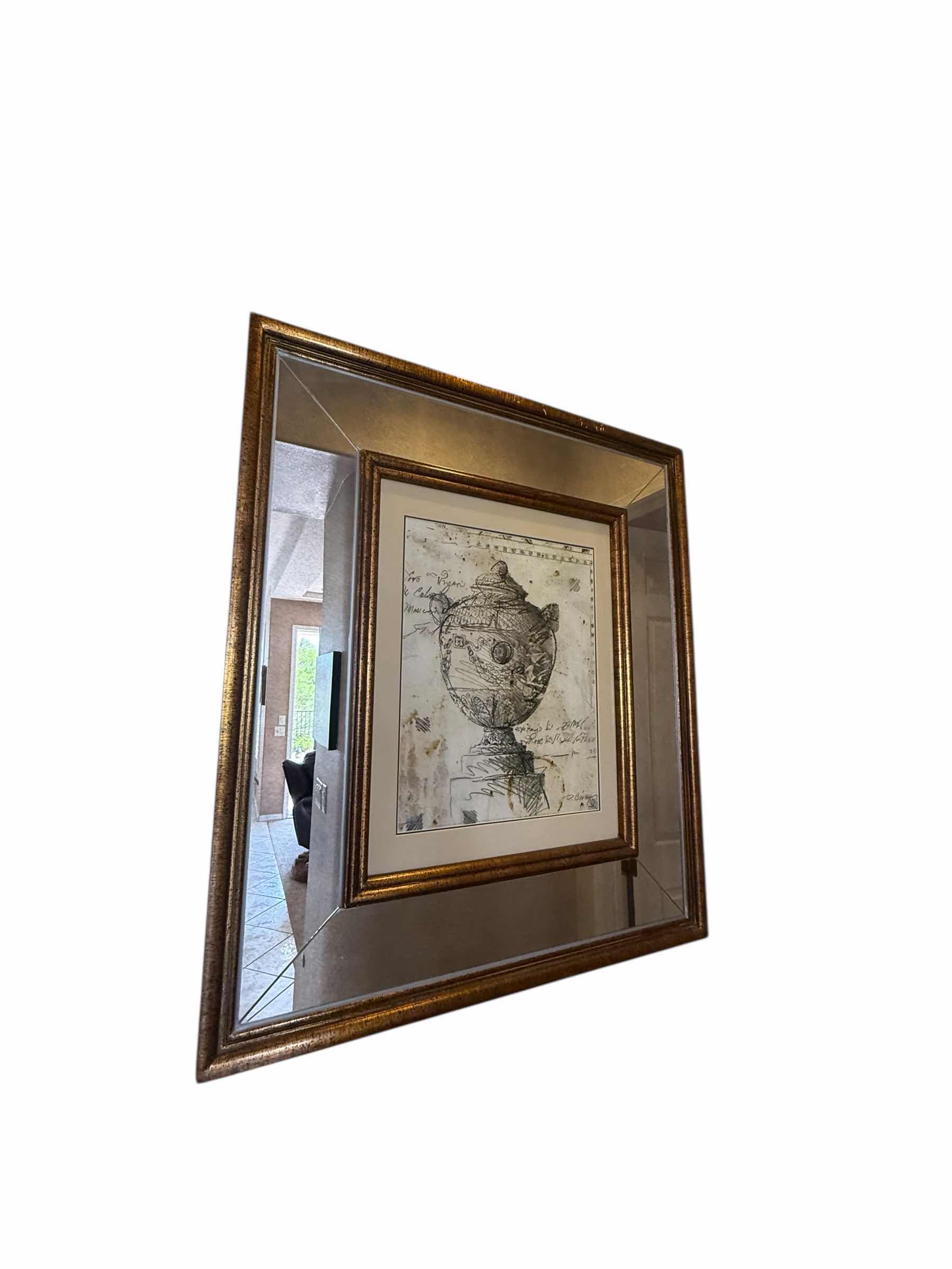 Photo 1 of GOLD MIRRORED FRAMED URN ARTWORK 34” x 39”
