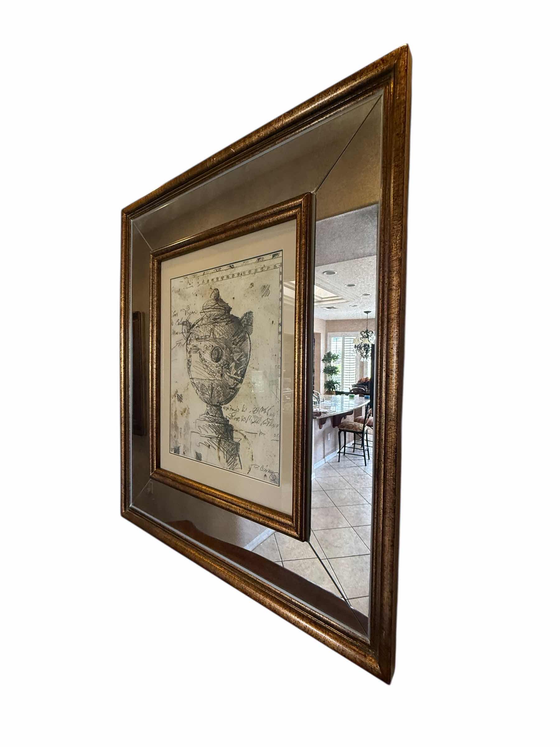 Photo 1 of GOLD MIRRORED FRAMED URN ARTWORK 34” x 39”